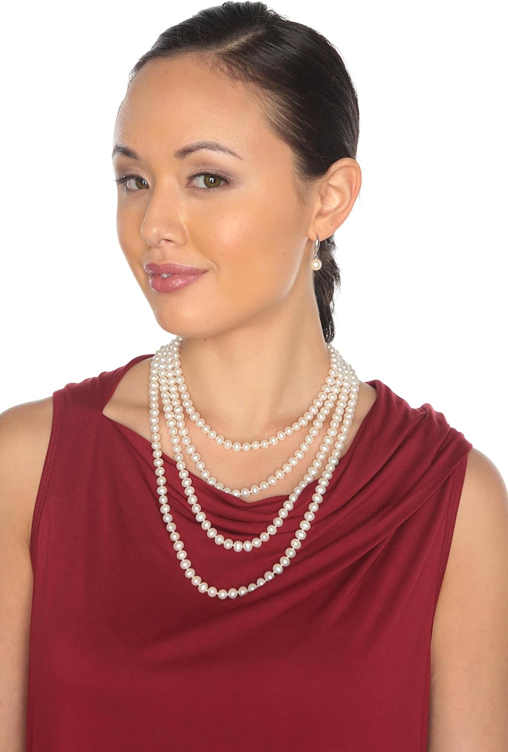 HinsonGayle AAA Handpicked White Freshwater Cultured Pearl Rope Necklace 82 inch Infinity Strand · v2