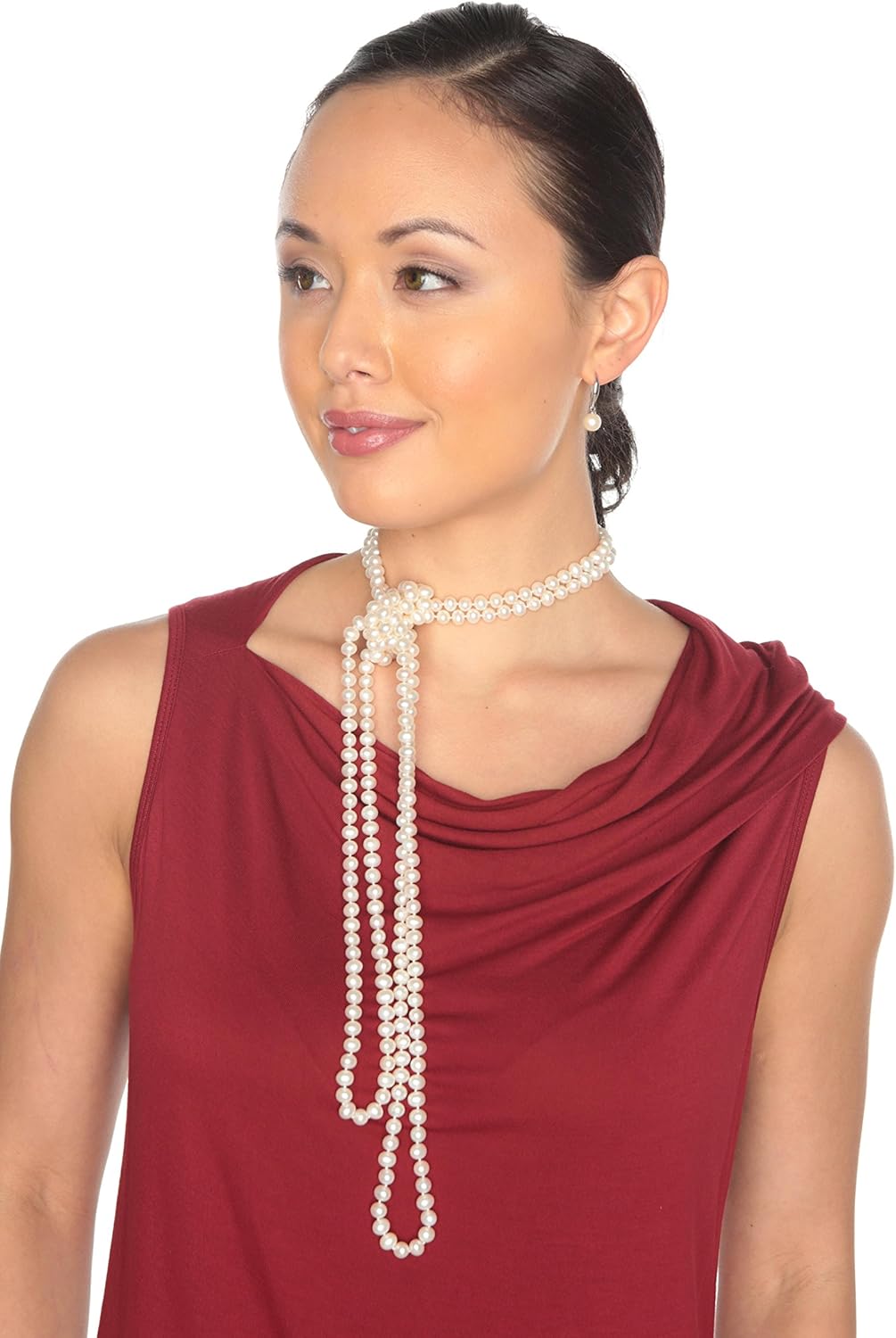 HinsonGayle AAA Handpicked White Freshwater Cultured Pearl Rope Necklace 82 inch Infinity Strand · v2
