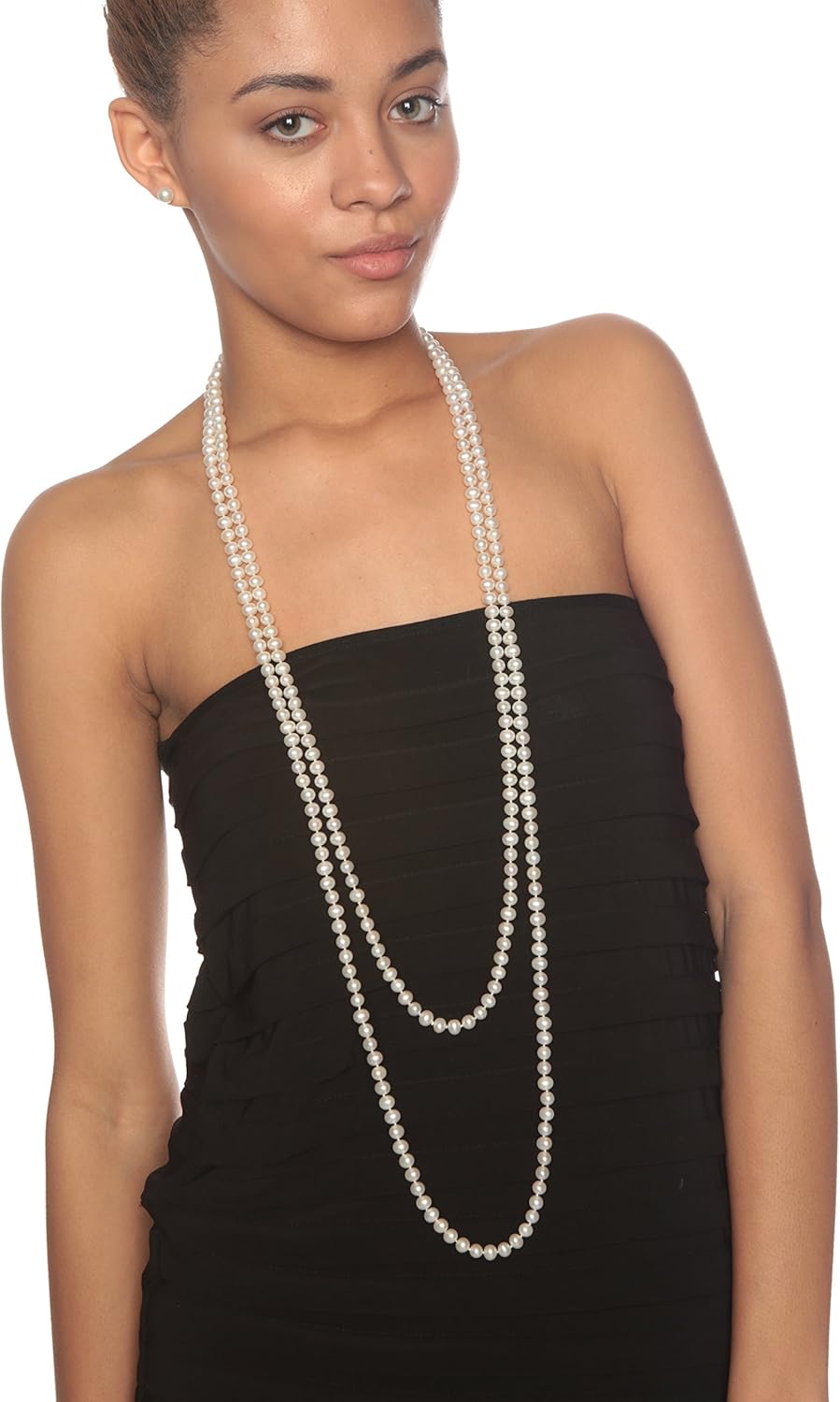 HinsonGayle AAA Handpicked White Freshwater Cultured Pearl Rope Necklace 82 inch Infinity Strand · v2
