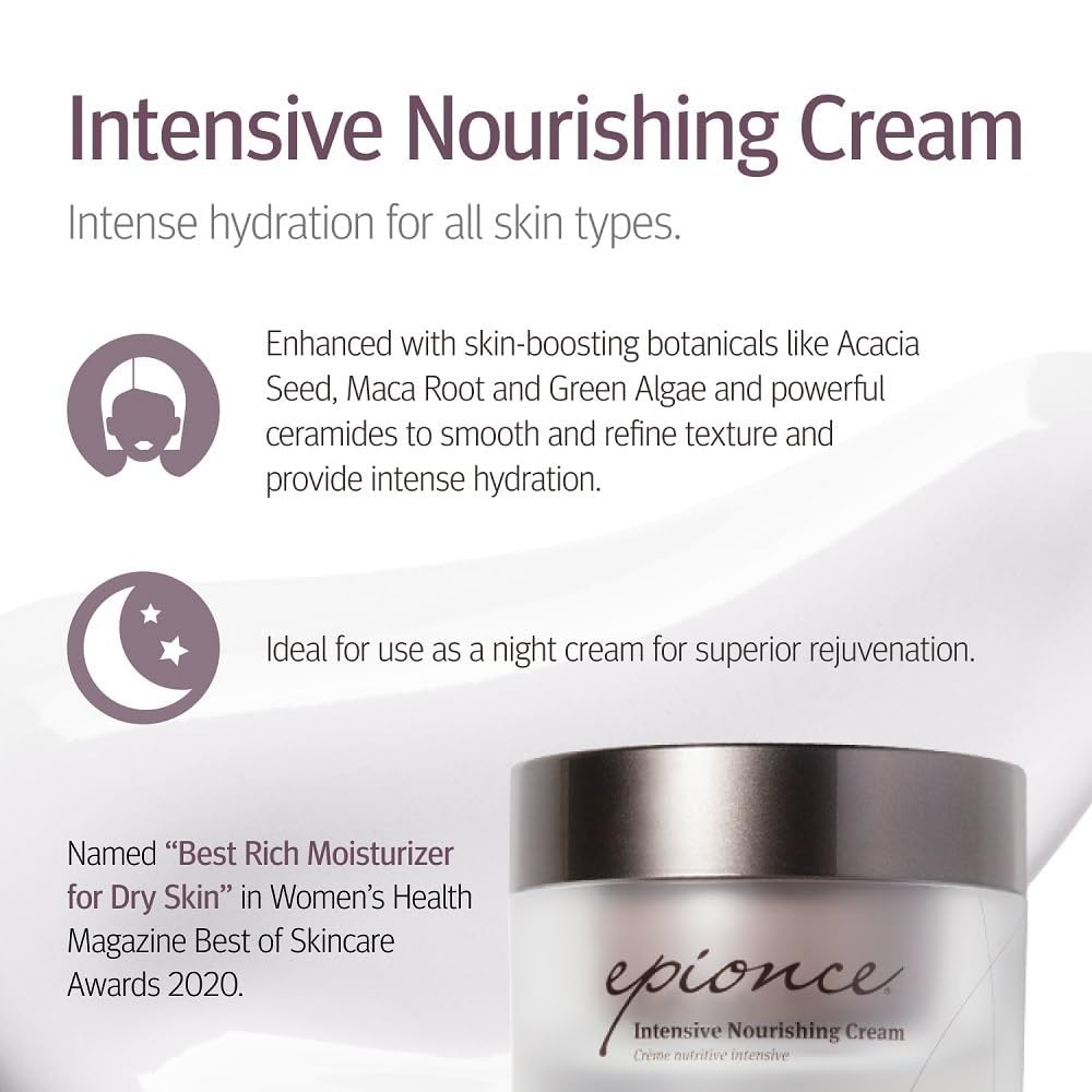 Crema nutriente intensiva Epionce - Crema idratante antietà per viso, collo e decolleté, per tutti i tipi di pelle con ceramidi, glicerina e squalene, Dermatologist Skincare