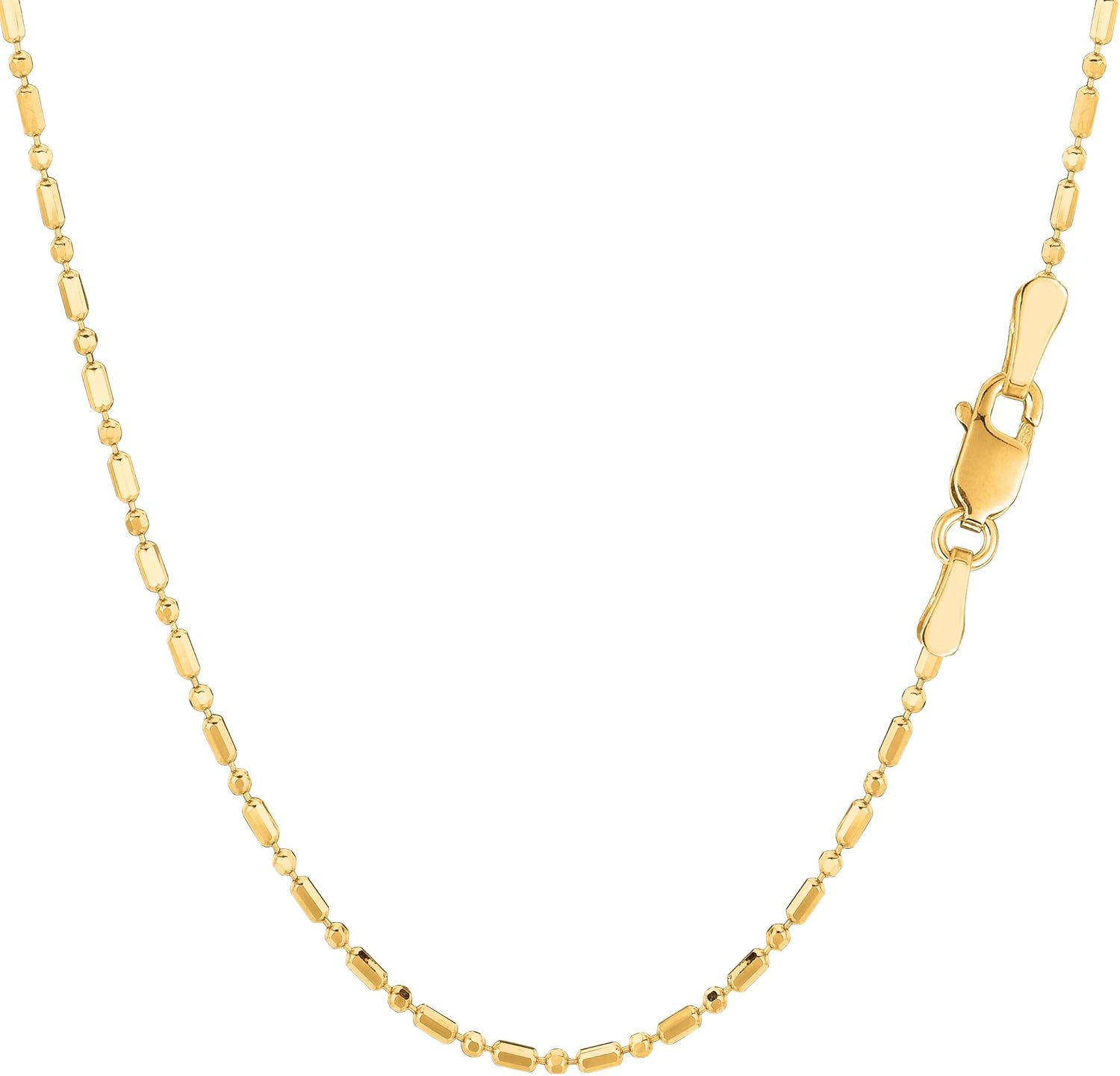 Jewelry Affairs 14k Yellow Gold Diamond Cut Bead Chain Necklace, 1.5mm · v2