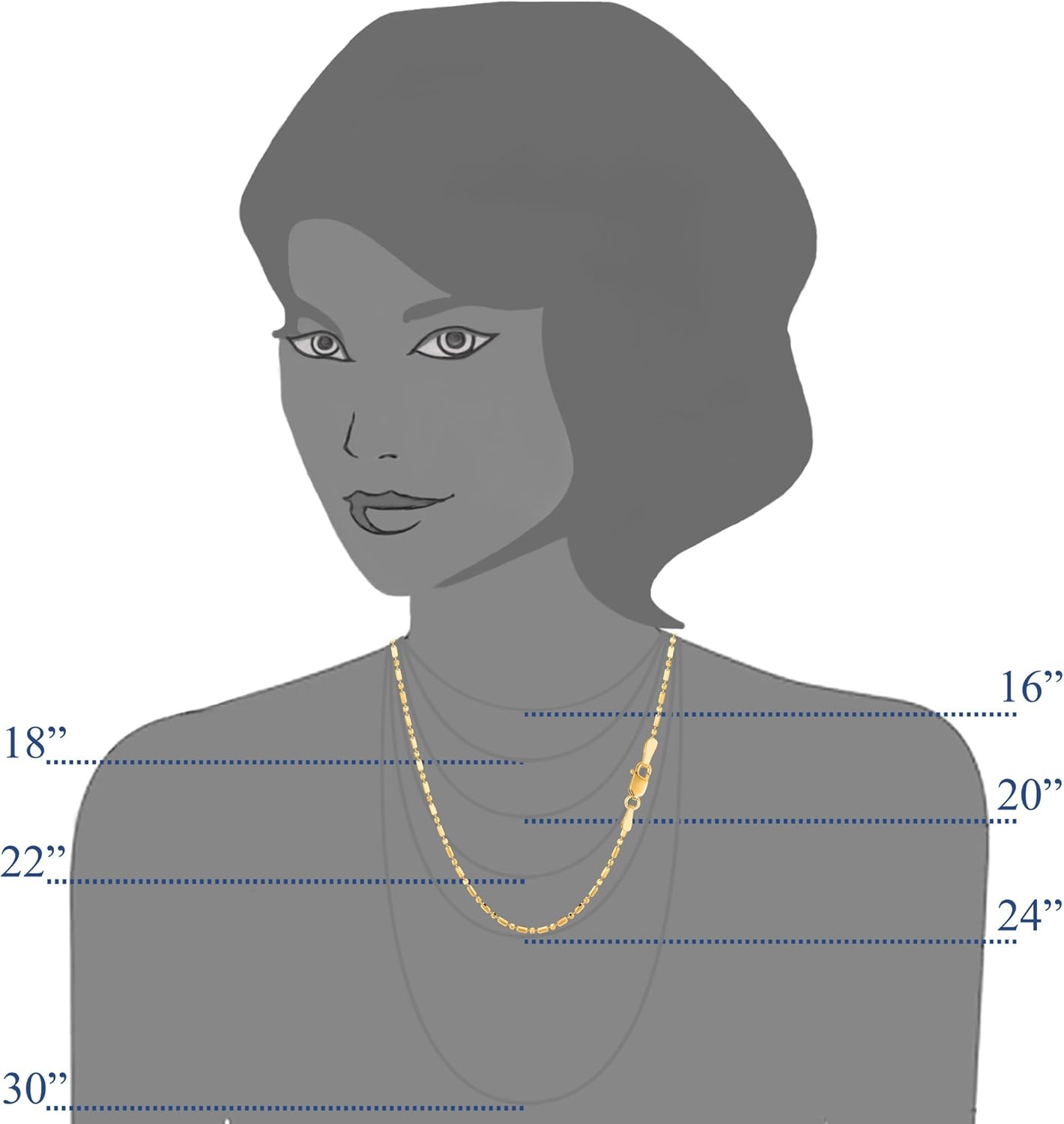 Jewelry Affairs 14k Yellow Gold Diamond Cut Bead Chain Necklace, 1.5mm · v2