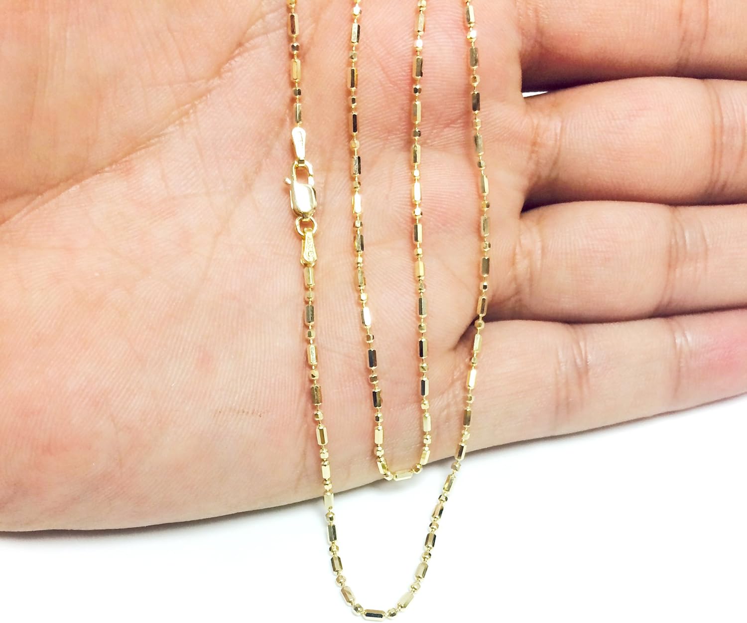 Jewelry Affairs 14k Yellow Gold Diamond Cut Bead Chain Necklace, 1.5mm · v2