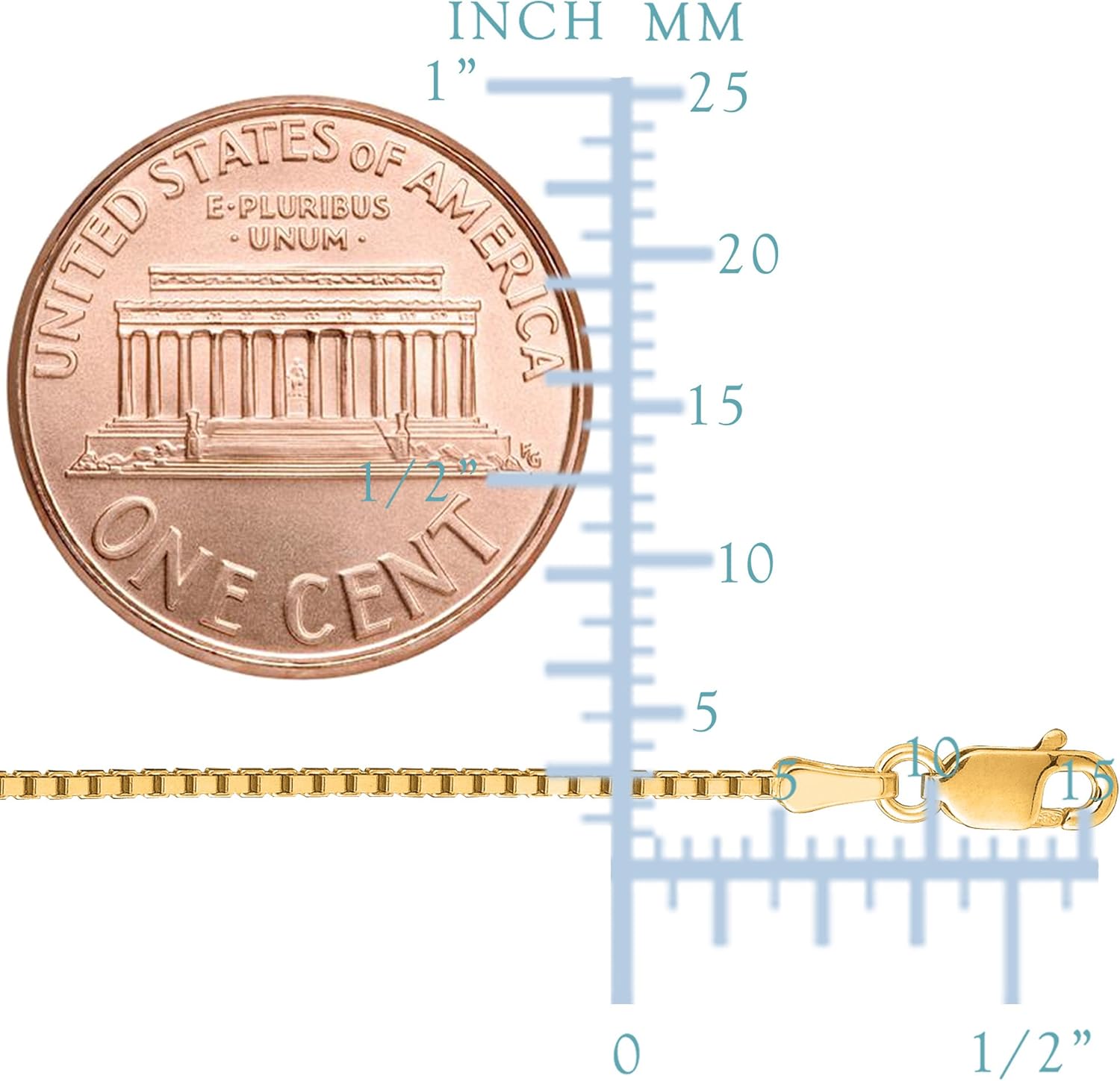 Halskette mit Spiegelbox aus 14-karätigem Gelbgold, 1,2 mm