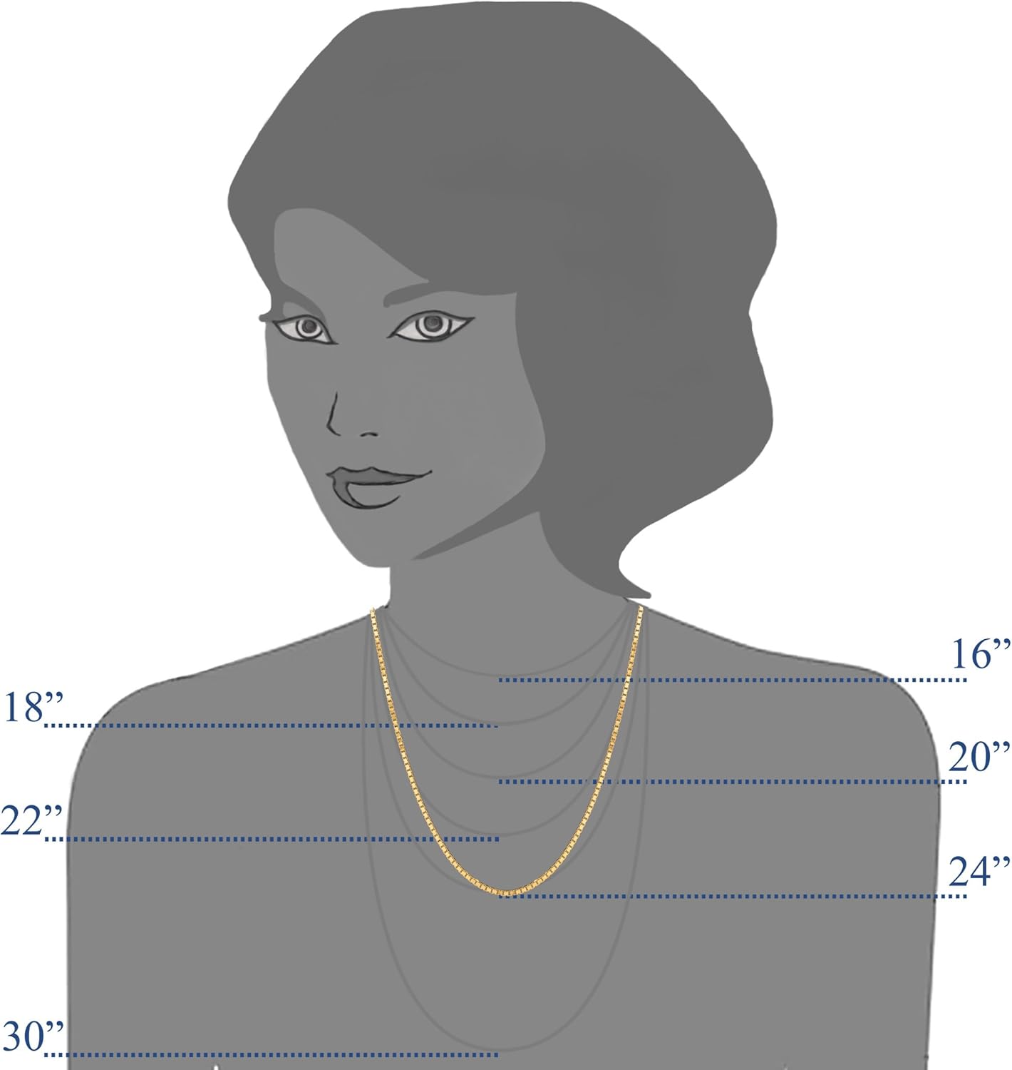 Halskette mit Spiegelbox aus 14-karätigem Gelbgold, 1,2 mm