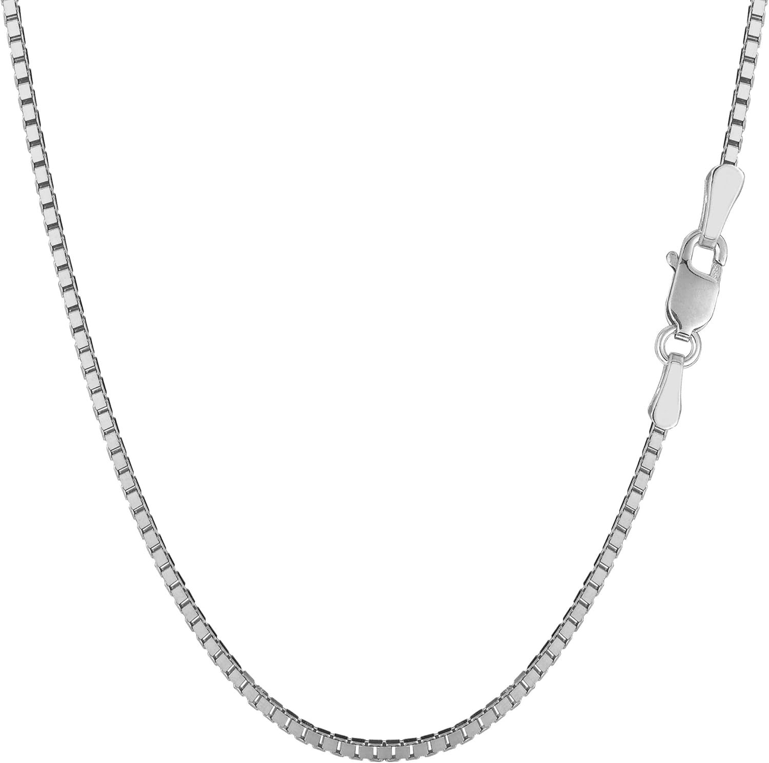 Jewelry Affairs 14k White Solid Gold Mirror Box Chain Necklace, 1.4mm · v2