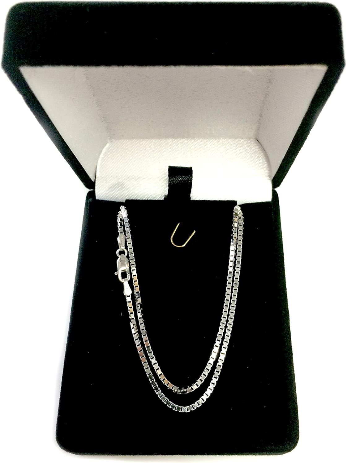 Jewelry Affairs 14 Ayar Beyaz Katı Altın Ayna Kutu Zinciri Kolye, 1.4mm