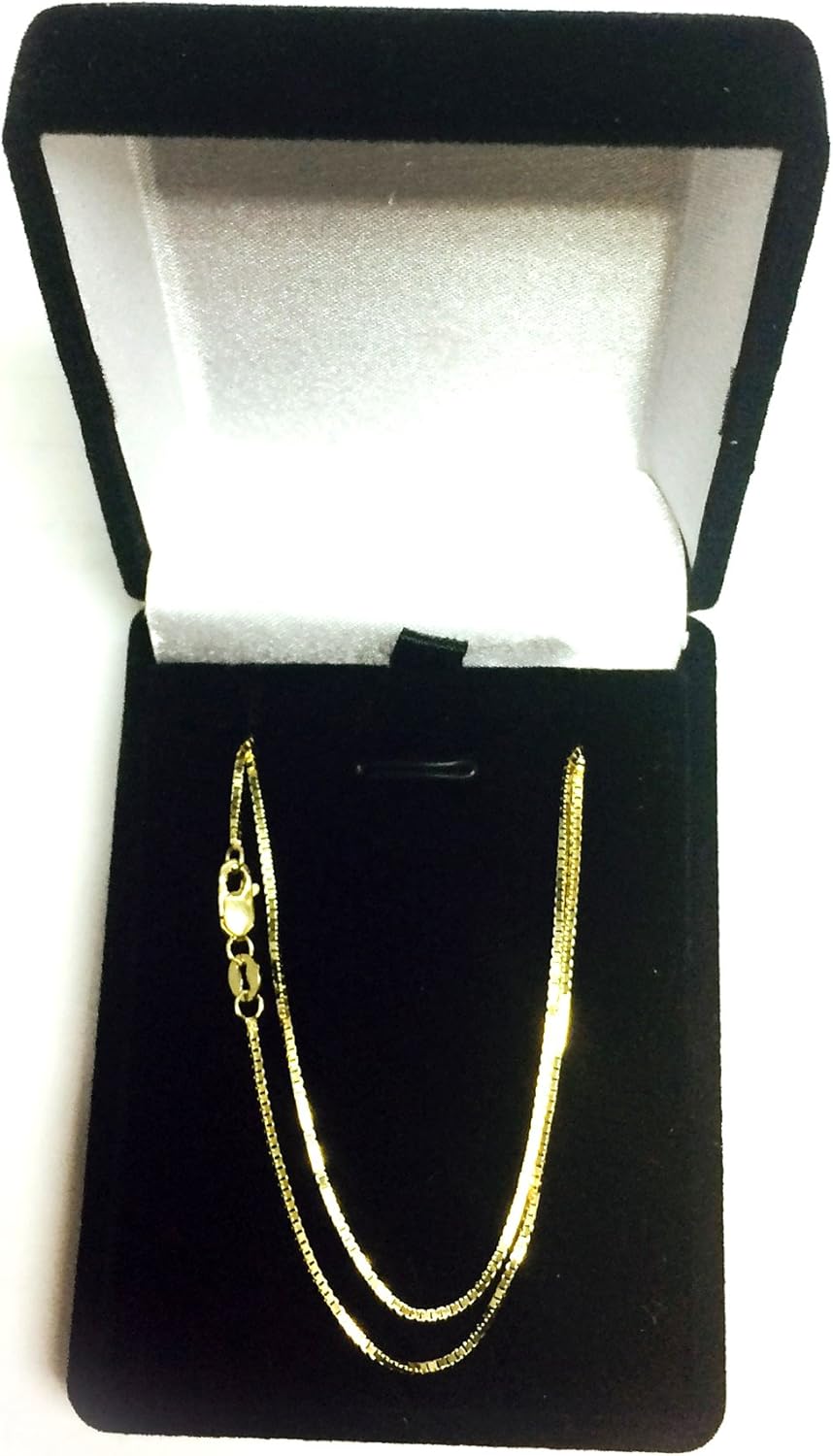 Jewelry Affairs 14k Yellow Solid Gold Mirror Box Chain Necklace, 1mm · v2