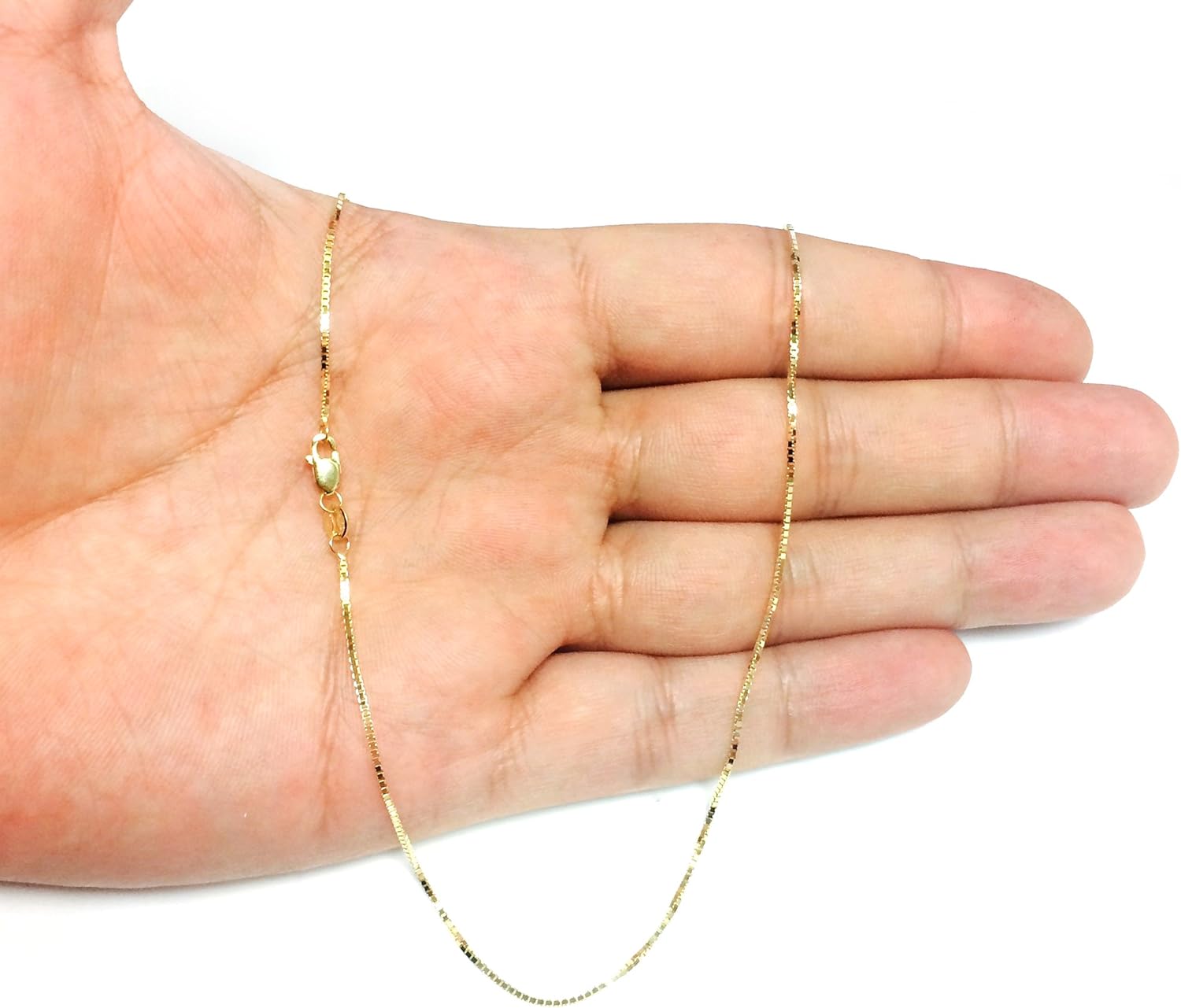 Jewelry Affairs 14k Yellow Solid Gold Mirror Box Chain Necklace, 1mm · v2