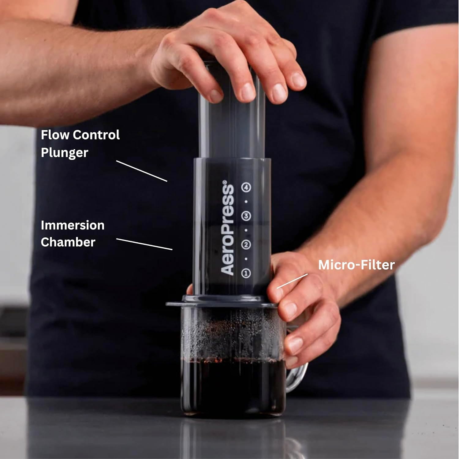 AeroPress เครื่องชงกาแฟและเอสเพรสโซแบบดั้งเดิม เครื่องชงกาแฟแบบพกพาระดับบาริสต้า พร้อมช่องใส่กาแฟ ลูกสูบ ตัวกรอง เครื่องชงกาแฟและเอสเพรสโซแบบด่วน