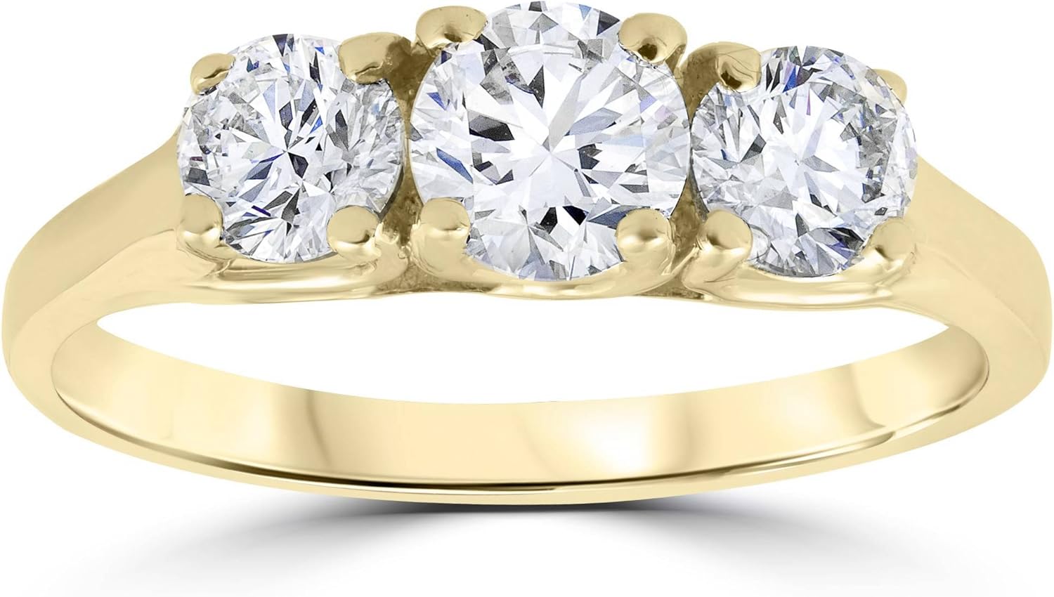 1ct Three Stone Diamond Engagement Womens Anniversary Ring 14k Yellow Gold · v2