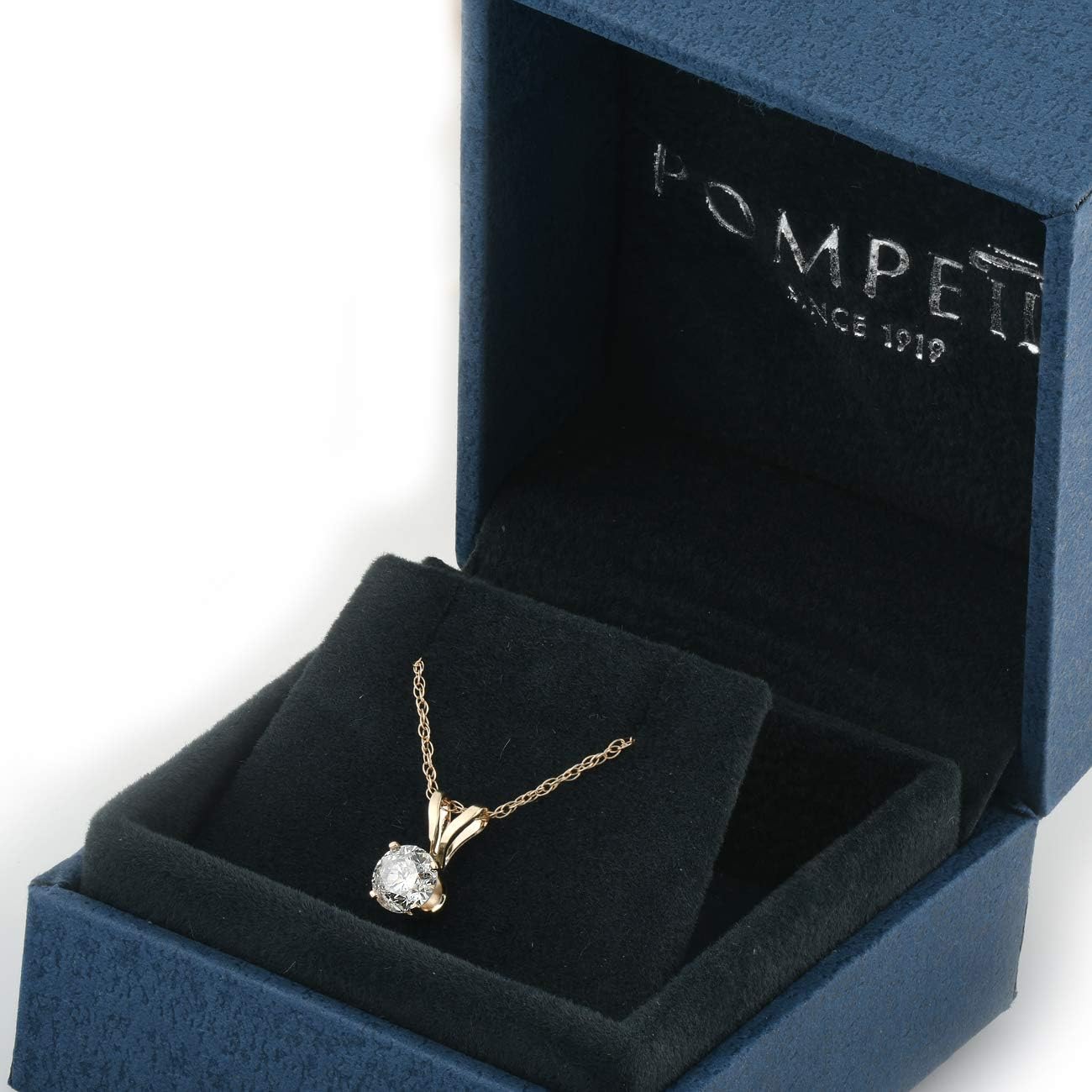 Damenhalskette aus 14-karätigem Weiß- oder Gelbgold, 1/2 Karat T.W. Diamant, runder Solitäranhänger, mit Kette aus 18-karätigem 14-karätigem Gold