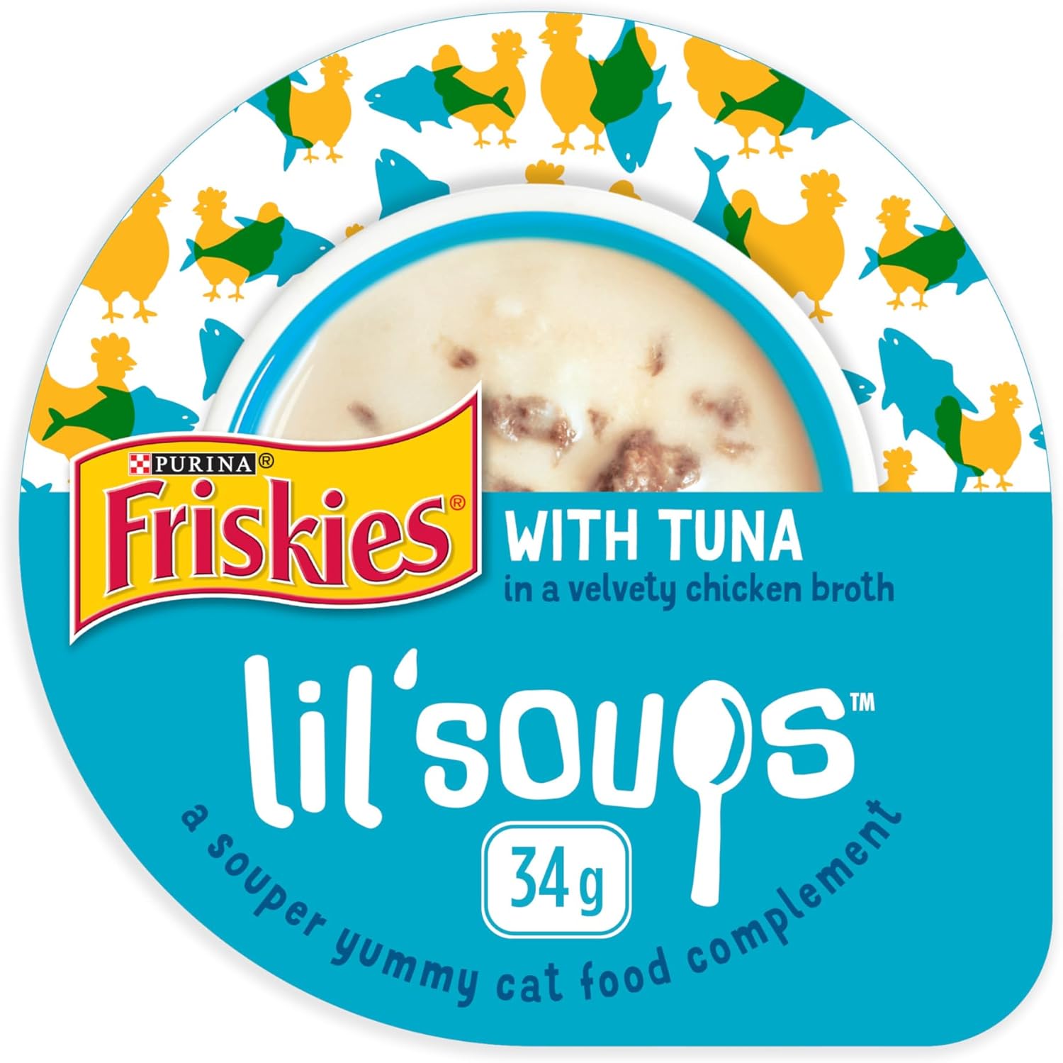 Purina Friskies Natuurlijk, graanvrij nat kattenvoer, likbare kattensnoepjes, kleine soepen met tonijn in kippenbouillon - (verpakking van 8) kopjes van 1,2 oz.