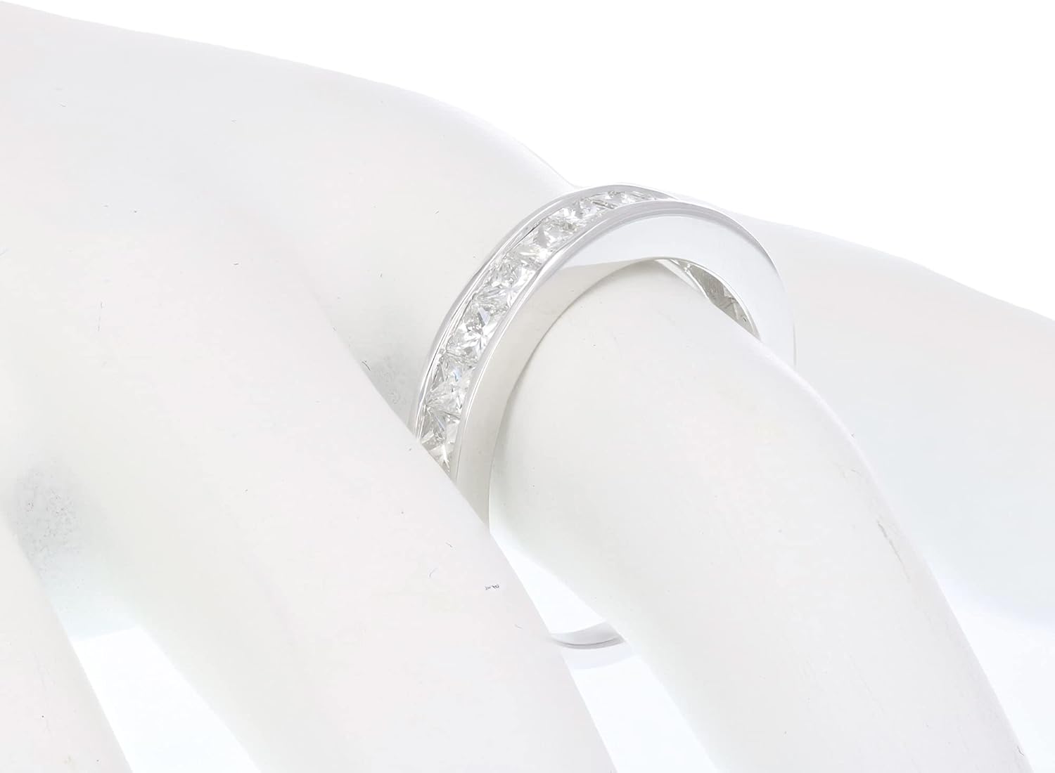 1 carat (ctw) Diamond Wedding Anniversary Band for Women, Half Eternity Princess Cut Diamond Engagement Ring in 14K White Gold Channel Set 1 cttw, Size 4.5-10 · v2