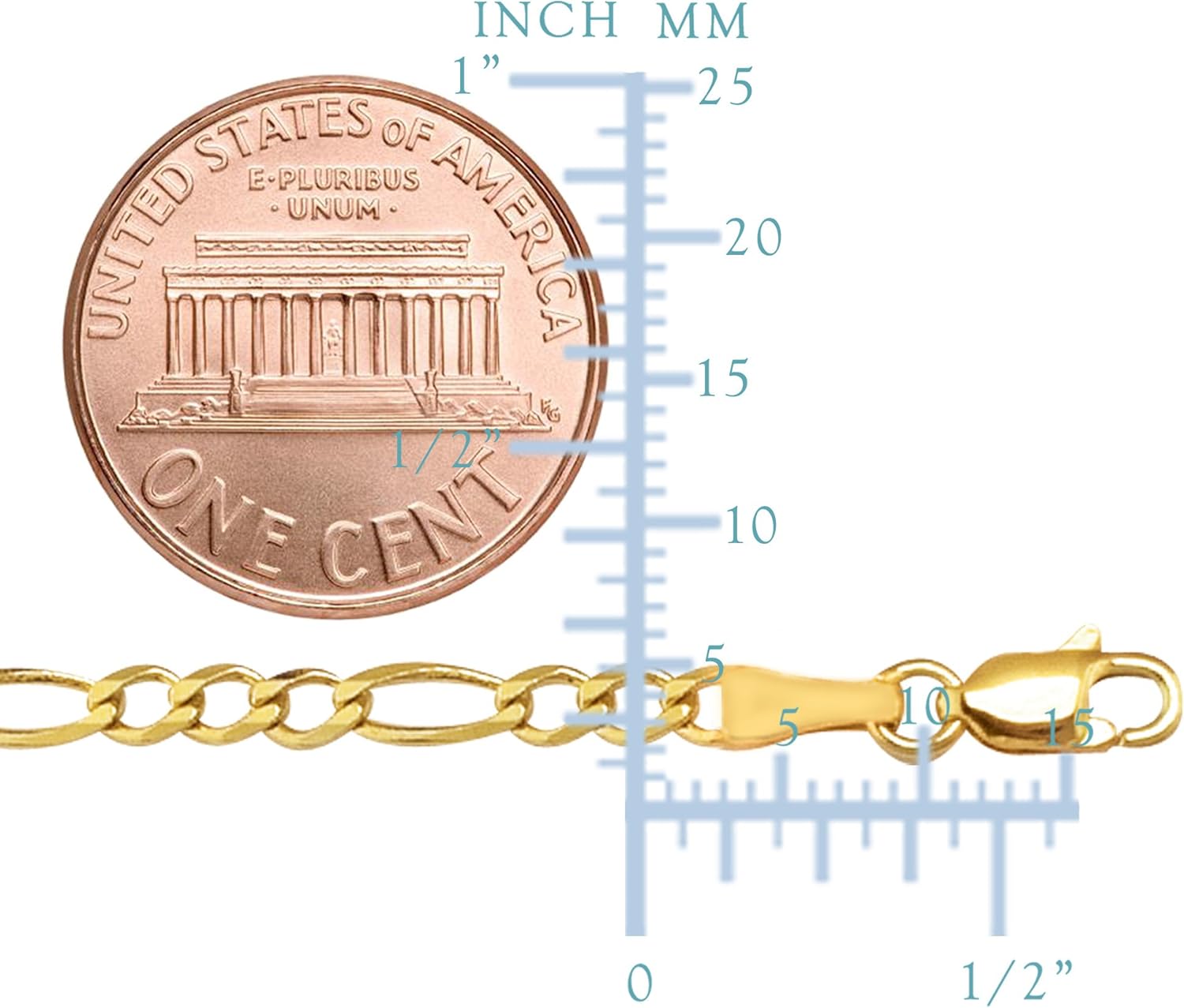 Jewelry Affairs 10k Yellow Solid Gold Figaro Chain Necklace, 3.0mm · v2