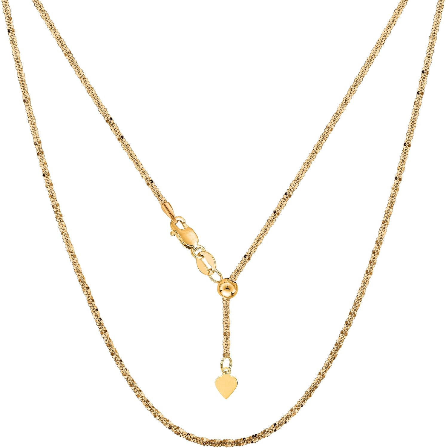 Jewelry Affairs 14k Yellow Real Gold Adjustable Sparkle Chain Necklace, 1.5mm, 22 · v2