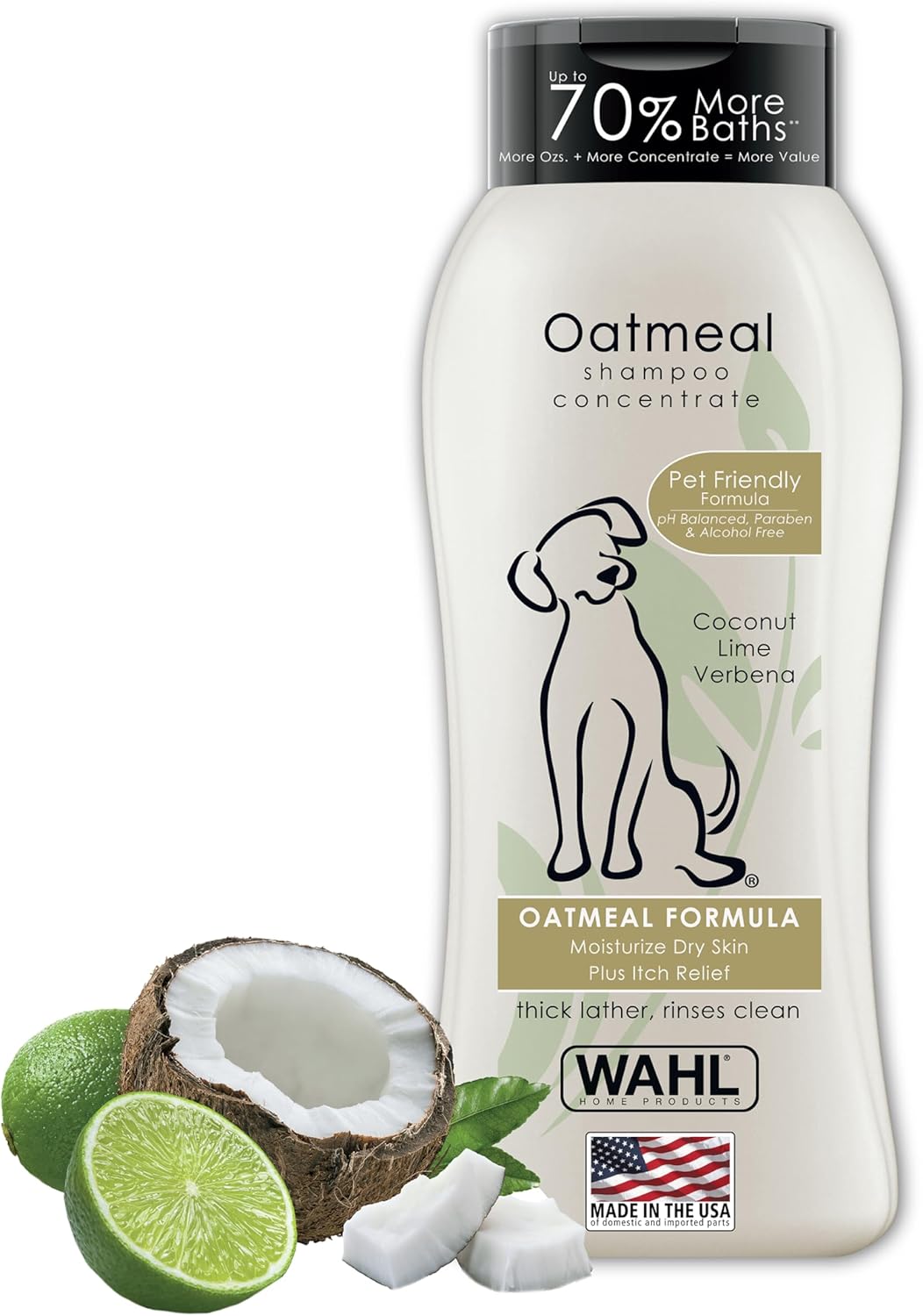Wahl USA Dry Skin  Itch Relief Pet Shampoo for Dogs – Oatmeal Formula with Coconut Lime Verbena amp; Pet Friendly Formula, 24 Oz - Model 820004A · v2