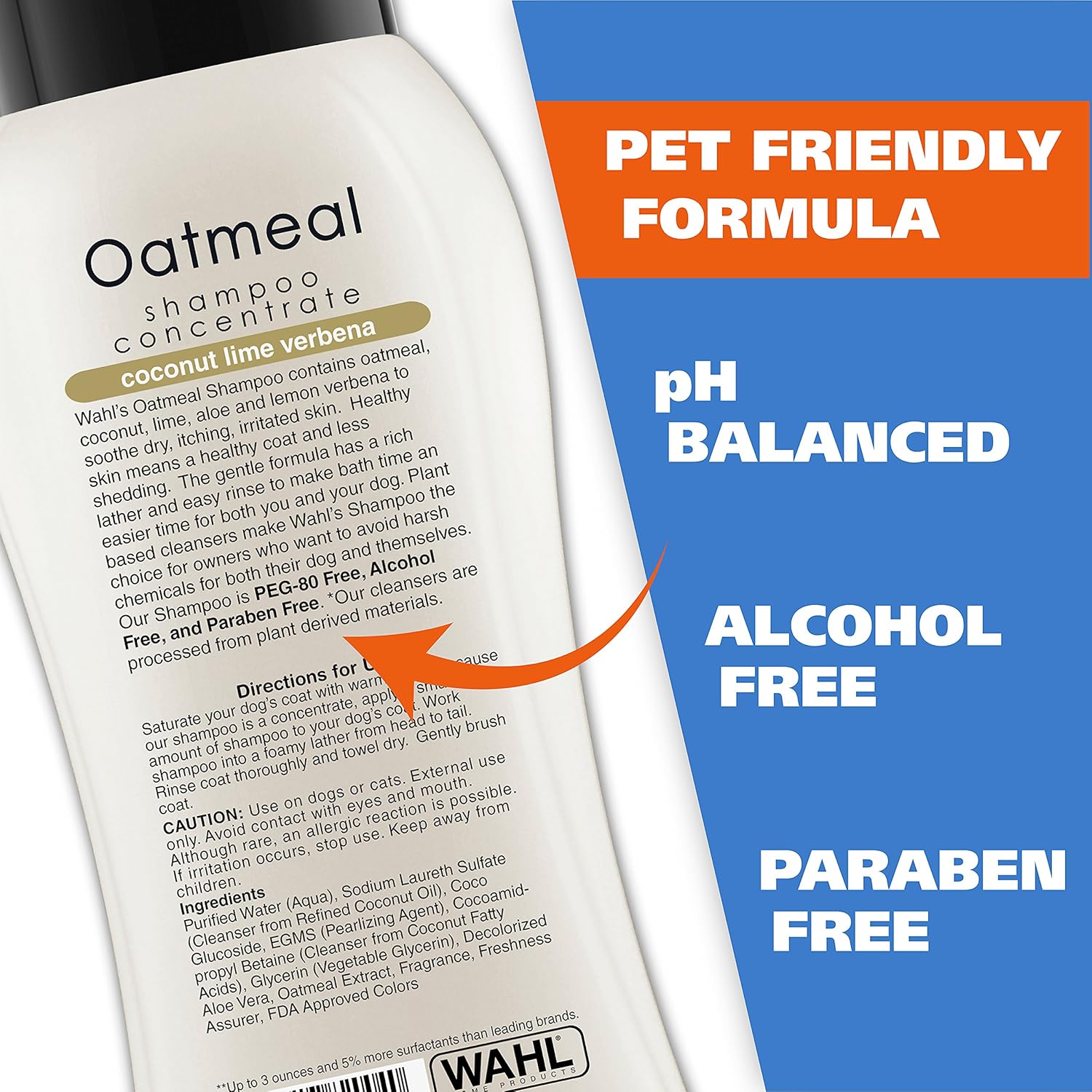شامبو Wahl USA Dry Skin Itch Relief Pet Shampoo for Dogs – تركيبة الشوفان مع جوز الهند والليمون والفيربينا وتركيبة صديقة للحيوانات الأليفة، 24 أونصة - موديل 820004A