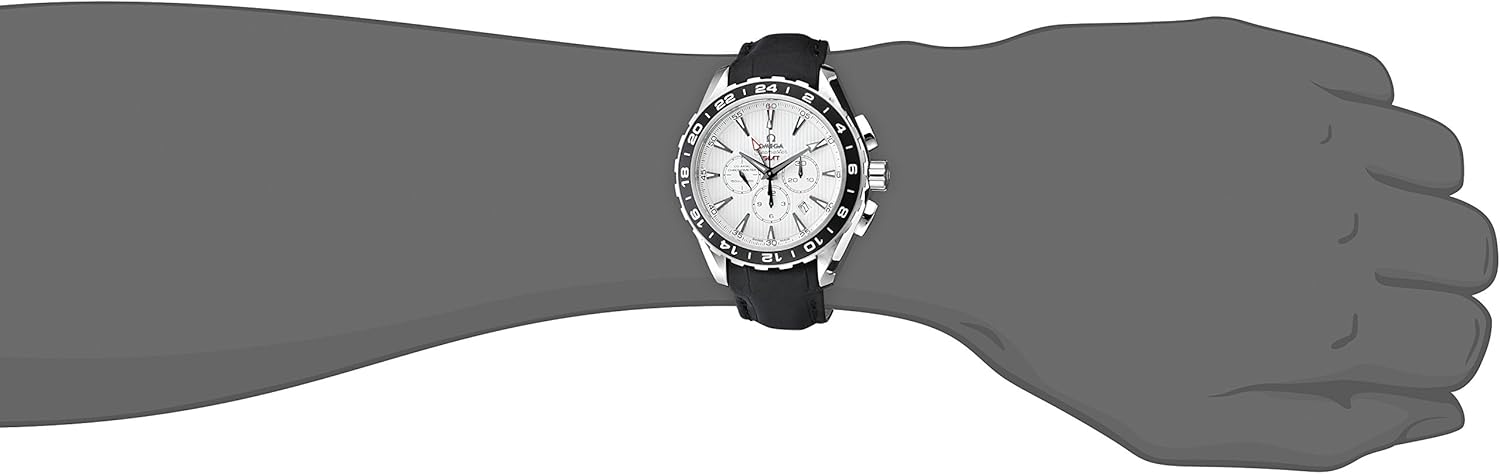 Omega Herren-Automatikuhr Aqua Terra 231.13.44.52.04.001 Automatikuhr aus Edelstahl mit schwarzem Lederband