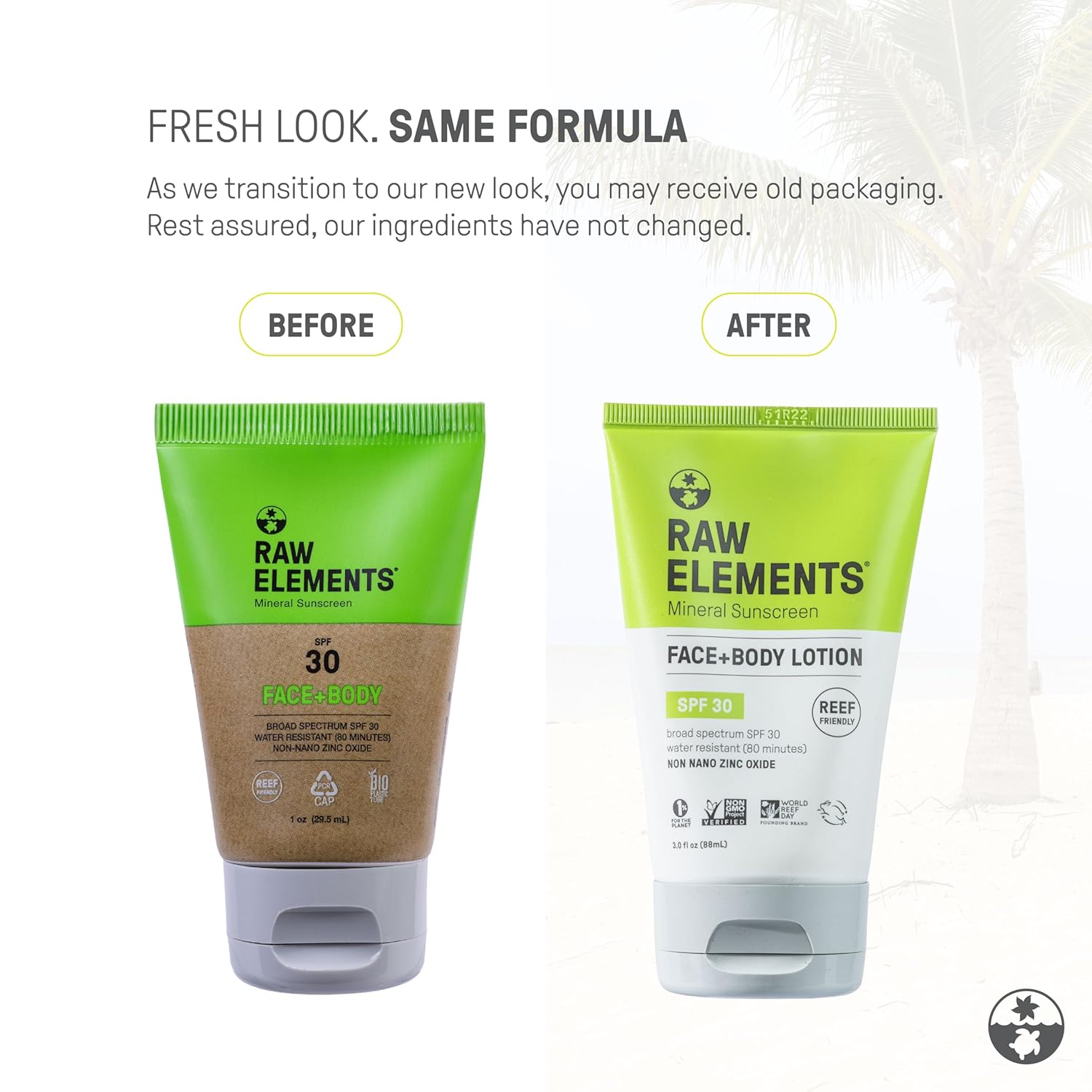 Raw Elements Face and Body Mineral Sunscreen SPF 30 Tube, Organic Sunblock Daily Protection, Non Toxic Reef Safe, Water Resistant, Cruelty Free, 3 oz (Pack of 1) · v3