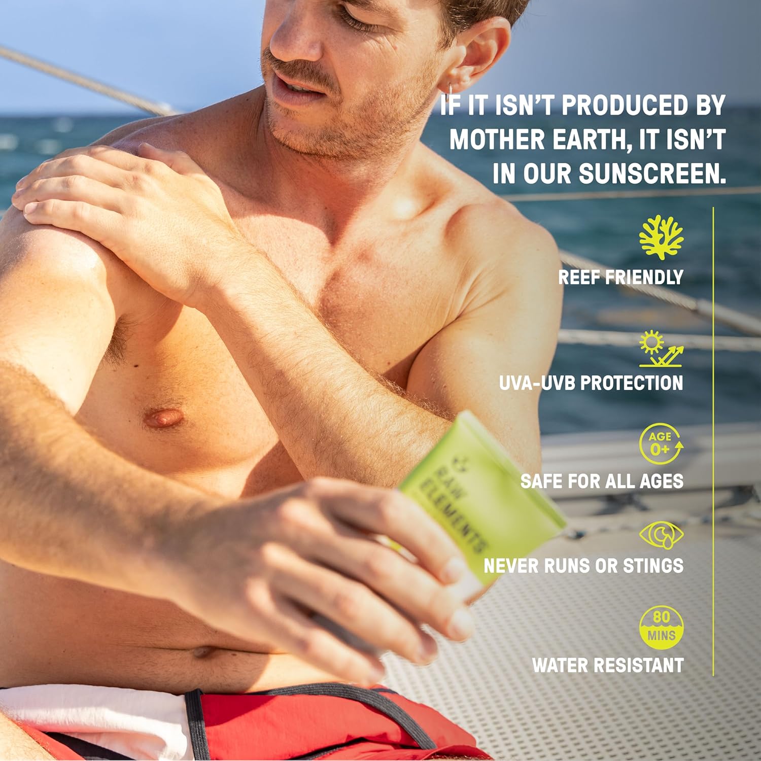 Raw Elements Face and Body Mineral Sunscreen SPF 30 Tube, Organic Sunblock Daily Protection, Non Toxic Reef Safe, Water Resistant, Cruelty Free, 3 oz (Pack of 1) · v3
