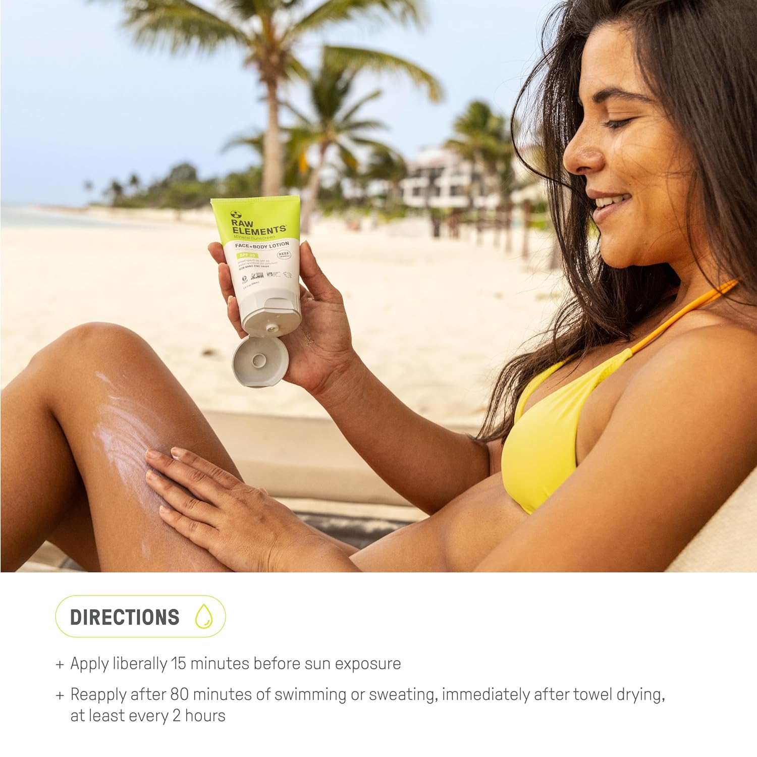 Raw Elements Face and Body Mineral Sunscreen SPF 30 Tube, Organic Sunblock Daily Protection, Non Toxic Reef Safe, Water Resistant, Cruelty Free, 3 oz (Pack of 1) · v3