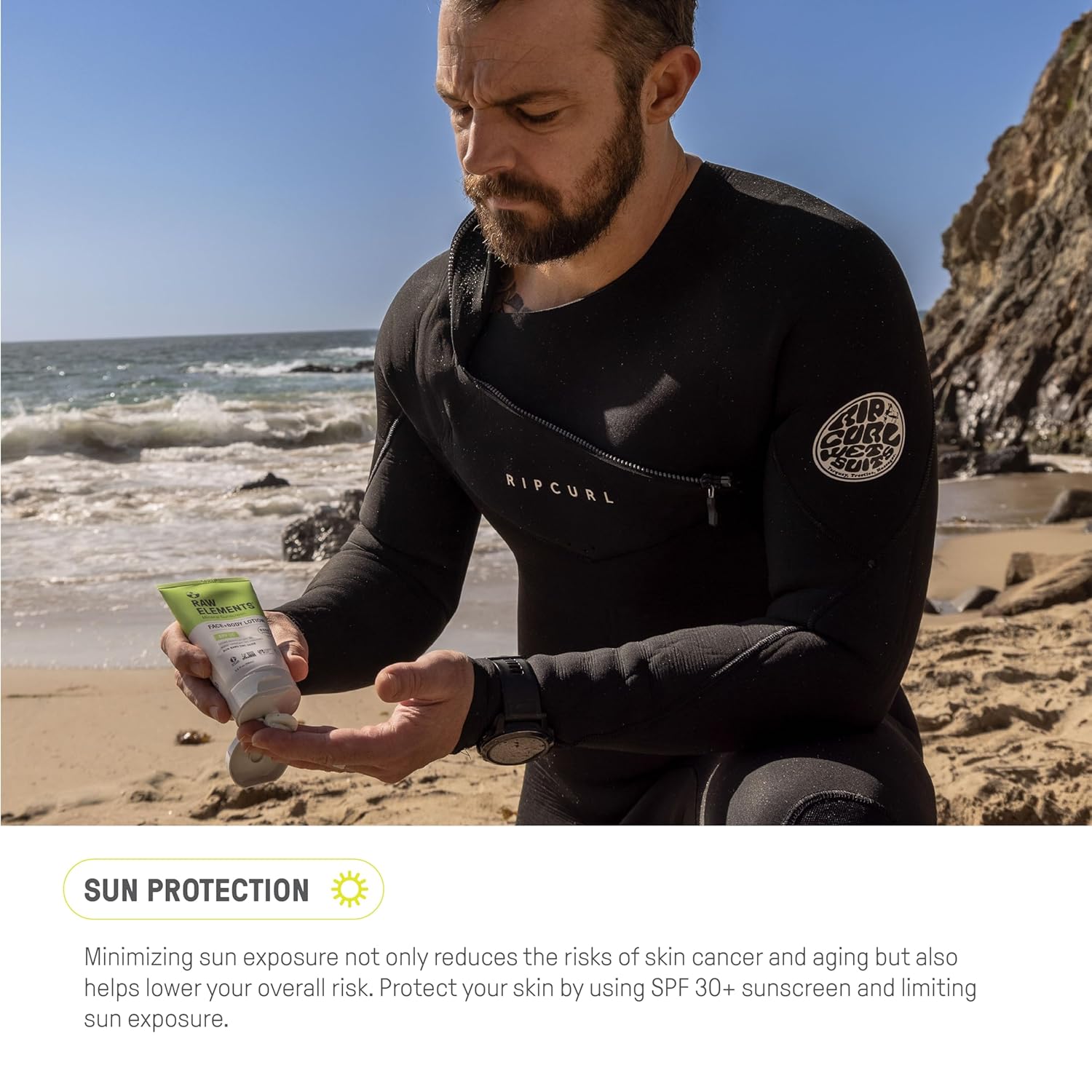 Raw Elements Face and Body Mineral Sunscreen SPF 30 Tube, Organic Sunblock Daily Protection, Non Toxic Reef Safe, Water Resistant, Cruelty Free, 3 oz (Pack of 1) · v3