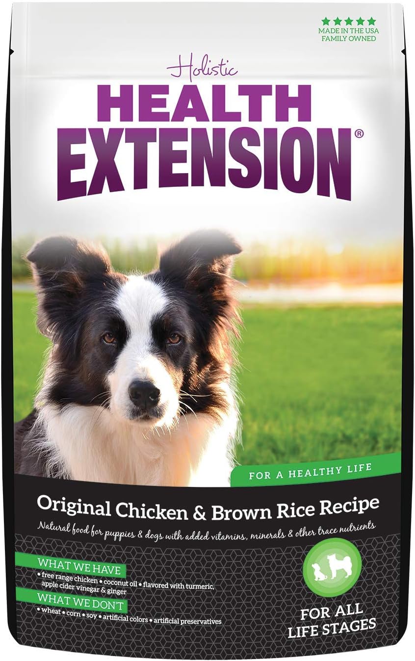 Alimento seco para perros Health Extension Original con pollo, arroz integral (4 libras/1,81 kg), fórmula repleta de proteínas con probióticos y omega 3 para una salud holística en perros de todas las etapas de la vida