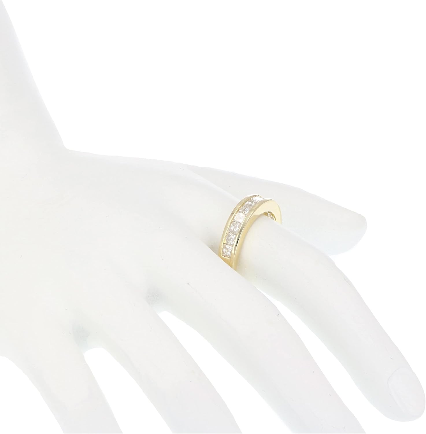 1 cttw Diamond Wedding Anniversary Band for Women Half Eternity Square Diamond Engagement Ring 14K Yellow Gold Princess Cut Channel Set Size 4.5-10 · v2