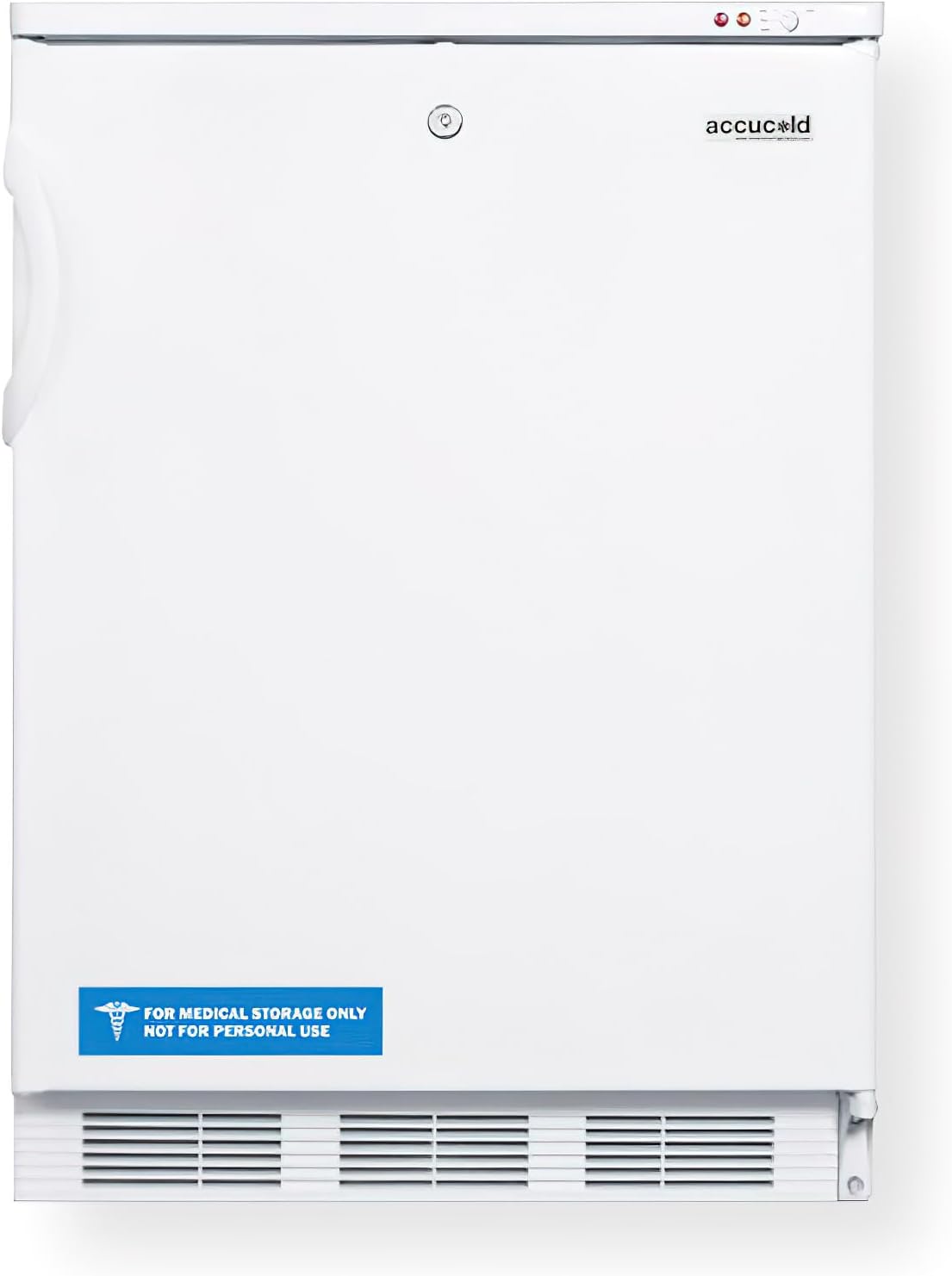 Accoculd VT65ML Freestanding Medical All-Freezer Capable of -25C Operation with Front-Mounted Lock, Manual Defrost, One Piece Interior Liner, Reversible Door and White Exterior