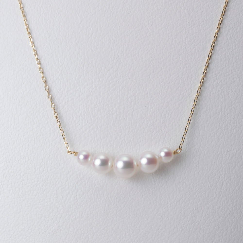 Japanese 4.0-6.5mm Akoya Cultured Pearl Pendant Necklace for Women with 18K | Line Design Excellent Gift | Pearl Necklace · v2