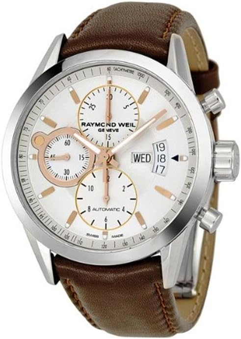 Raymond Weil Freelancer Chronograf z białą tarczą Automatyczny męski zegarek 7730-STC-65025