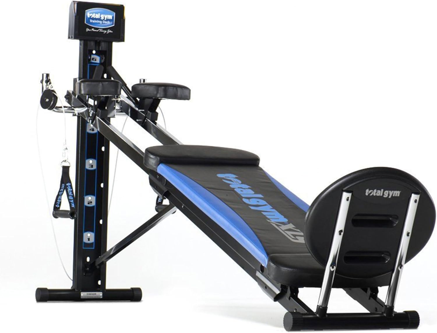 Total Gym XLS Uniwersalna maszyna do treningu całego ciała dla mężczyzn i kobiet w domowej siłowni z przysiadem, ciągnięciem nóg, 2 mankietami do kostek i tabelą ćwiczeń