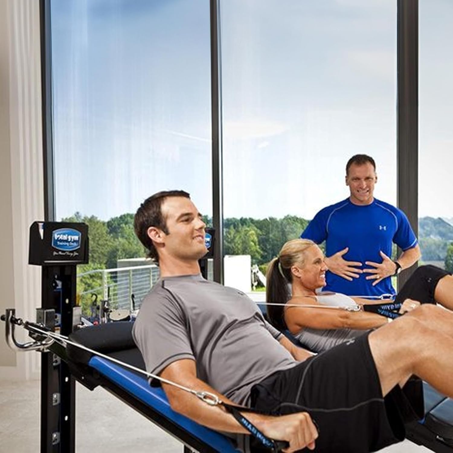 Appareil universel d'entraînement à domicile Total Gym XLS pour homme/femme, avec support accroupi, tire-jambes, 2 poignets aux chevilles et tableau d'exercices