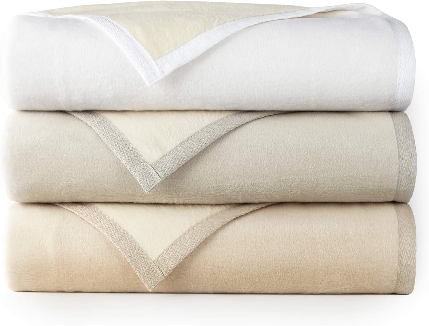 Peacock Alley Favorite Luxury Reversible Cotton Blanket for Year Around Use - 100% Long Staple Cotton, Imported from Portugal - King, White · v2