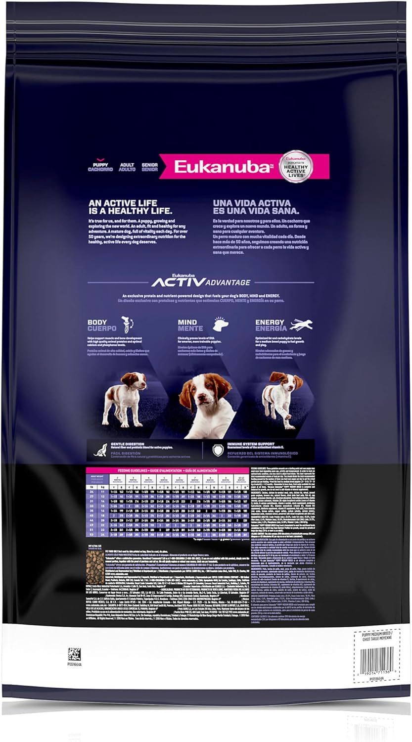 Eukanuba Puppy Medium Breed Trockenfutter für Hunde, 5 Pfund Beutel
