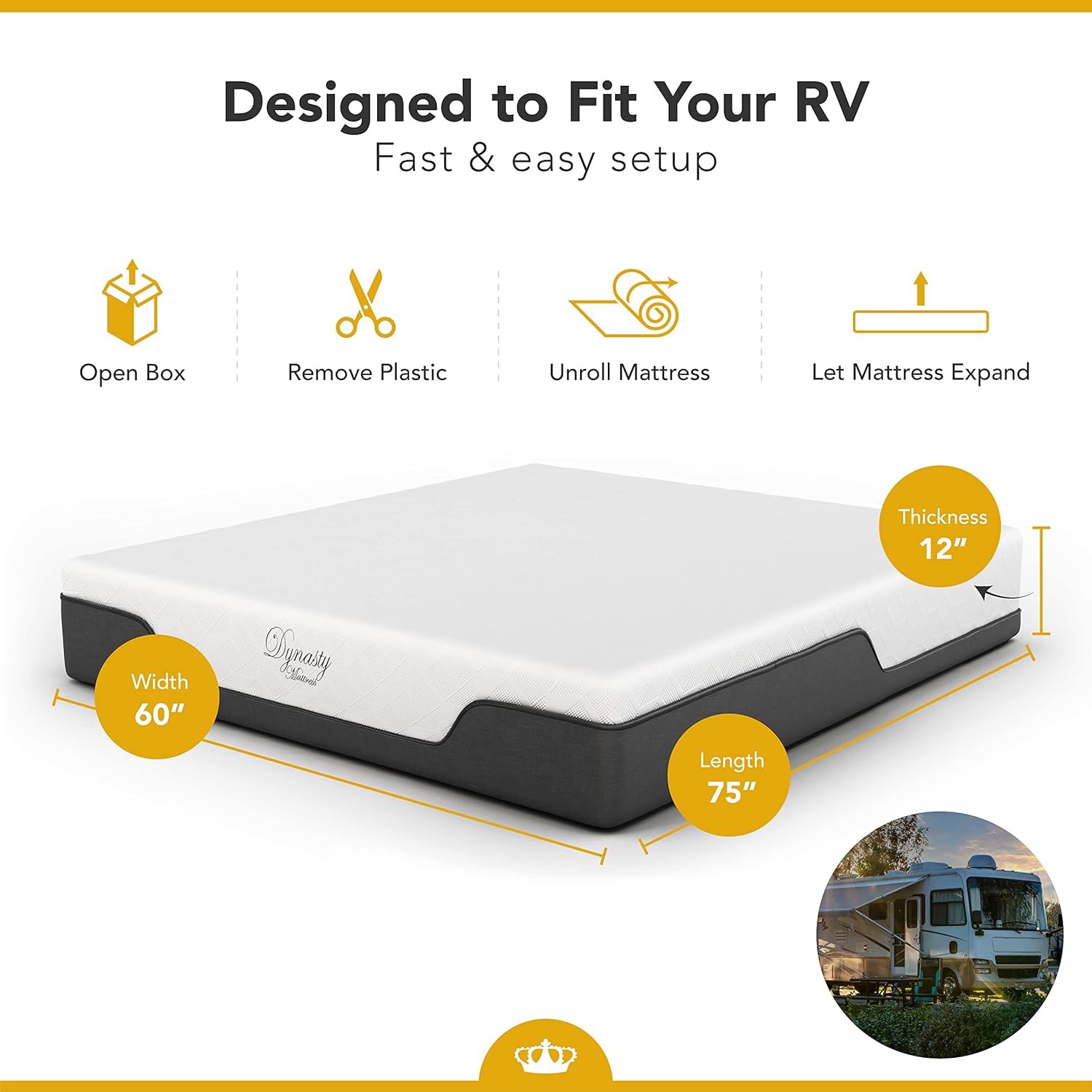 DynastyMattress RV Queen Mattress 10-Inch CoolBreeze Medium-FirmGel Memory-Foam Mattress for RV Bed, Camper, Pop Up and Trailer · v2