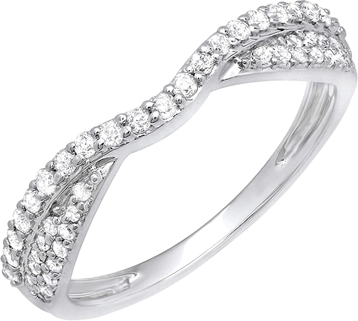 Dazzlingrock Collection 0.32 Cttw Round White Diamond Contour Wedding Band for Her in 14K Solid Gold · v2