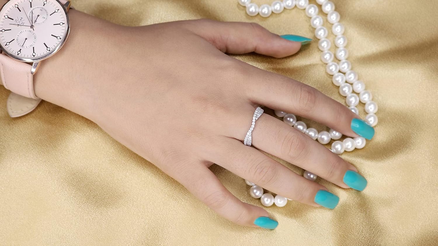 Dazzlingrock Collection 0.32 Cttw Round White Diamond Contour Wedding Band for Her in 14K Solid Gold · v2