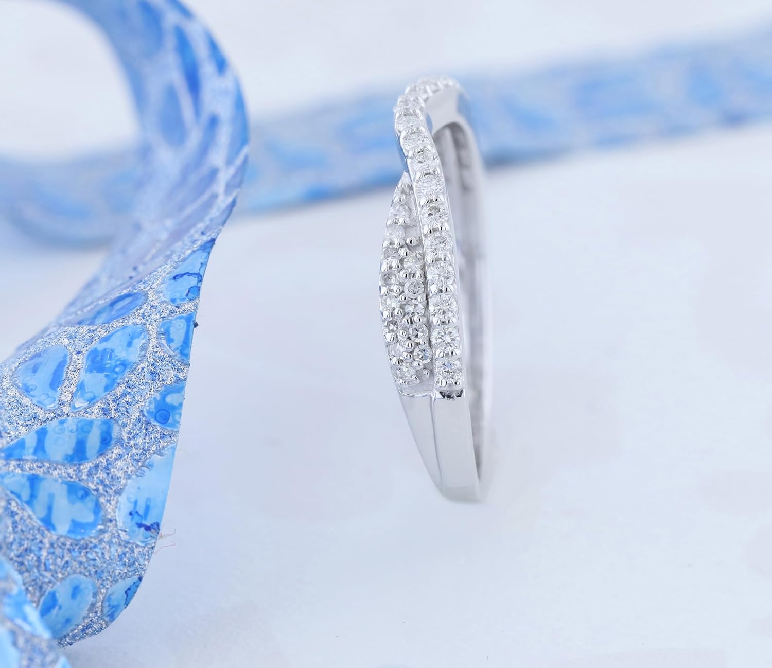 Dazzlingrock Collection 0.32 Cttw Round White Diamond Contour Wedding Band for Her in 14K Solid Gold · v2