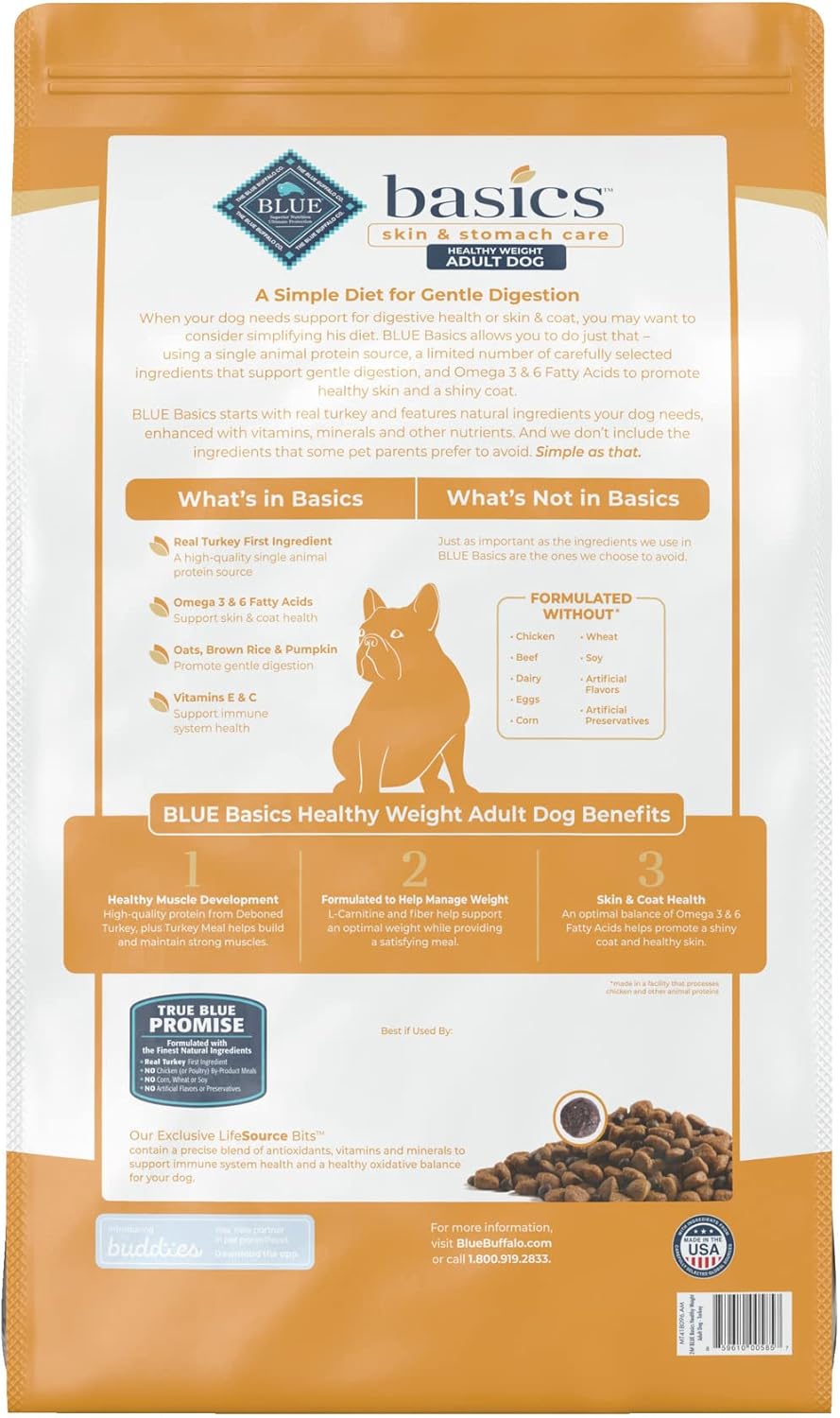 Blue Buffalo Basics Skin  Stomach Care, Natural Adult Healthy Weight Dry Dog Food, Turkey amp; Potato 24-lb · v2