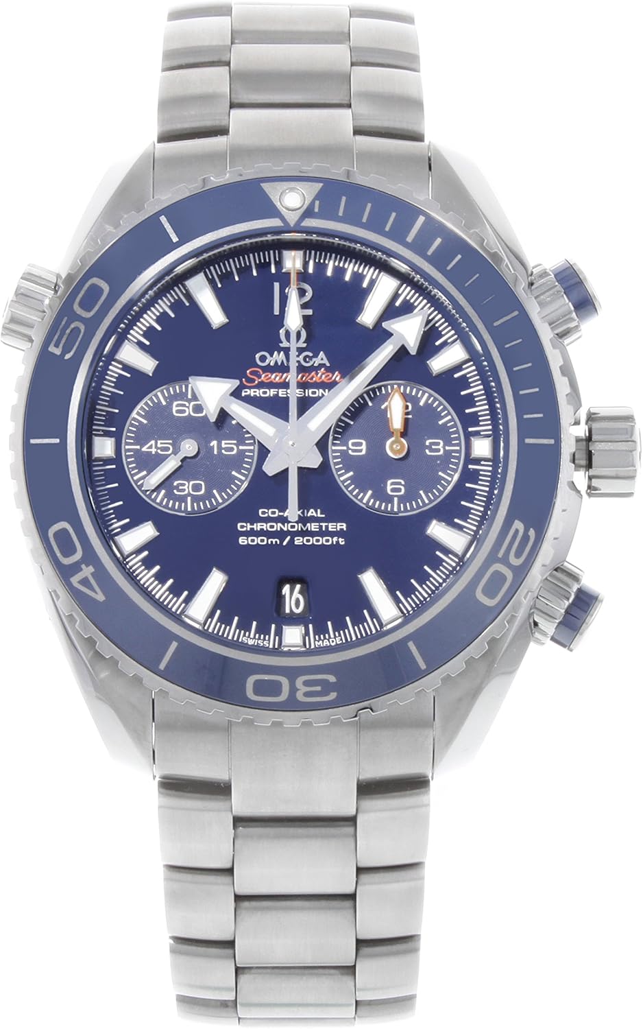 Omega Seamaster Planet Ocean Titanium 600M Chronograf Automatyczny męski zegarek z niebieską tarczą 232.90.46.51.03.001