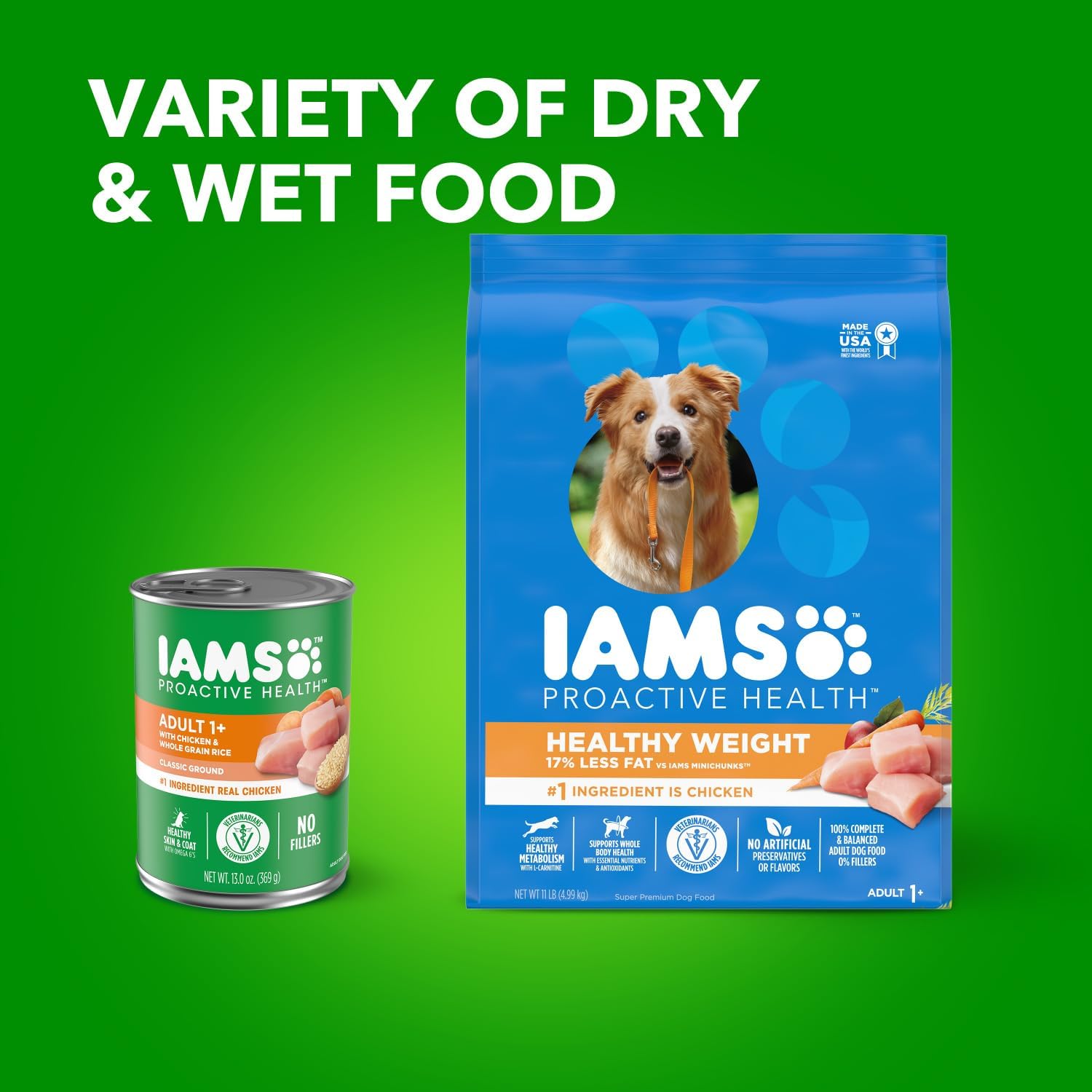 Nourriture sèche pour chiens IAMS Proactive Health Healthy Weight Control pour adultes avec du vrai poulet, sac de 15 livres