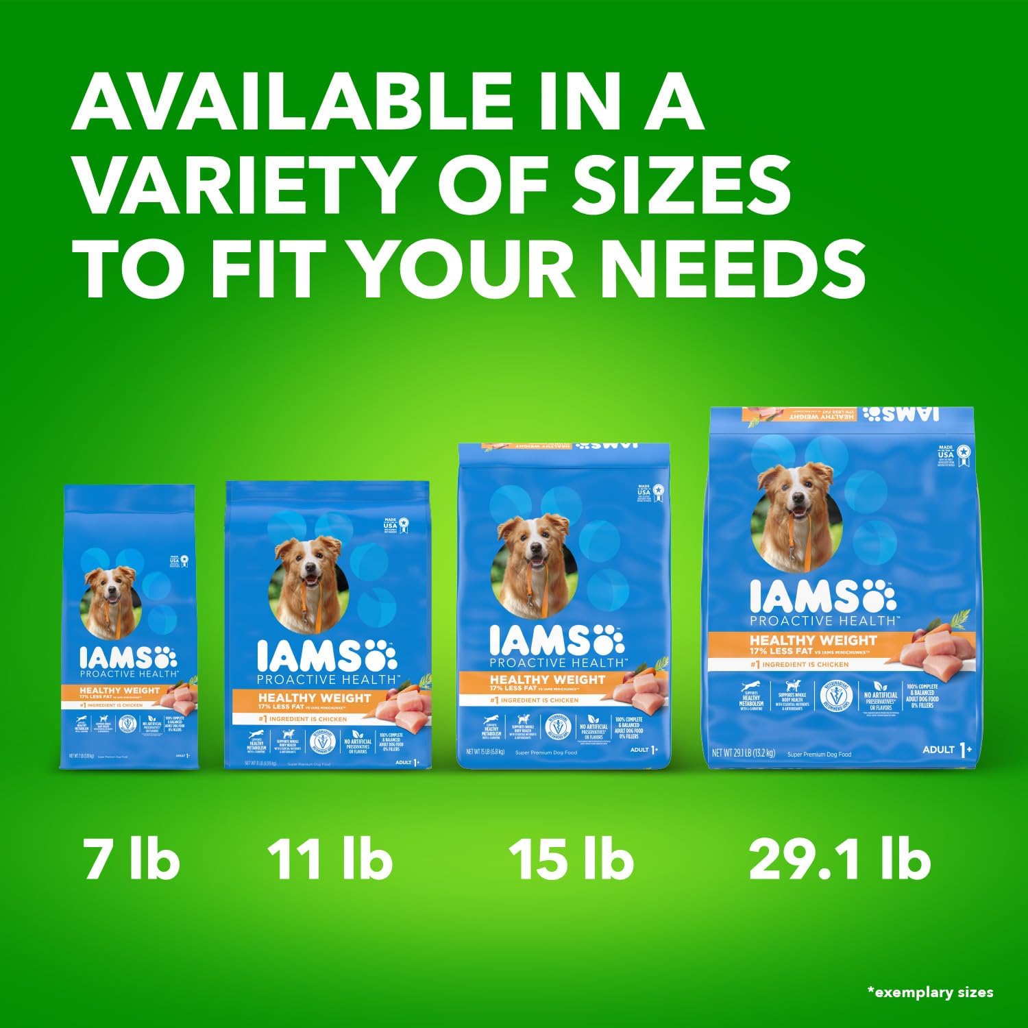 Nourriture sèche pour chiens IAMS Proactive Health Healthy Weight Control pour adultes avec du vrai poulet, sac de 15 livres
