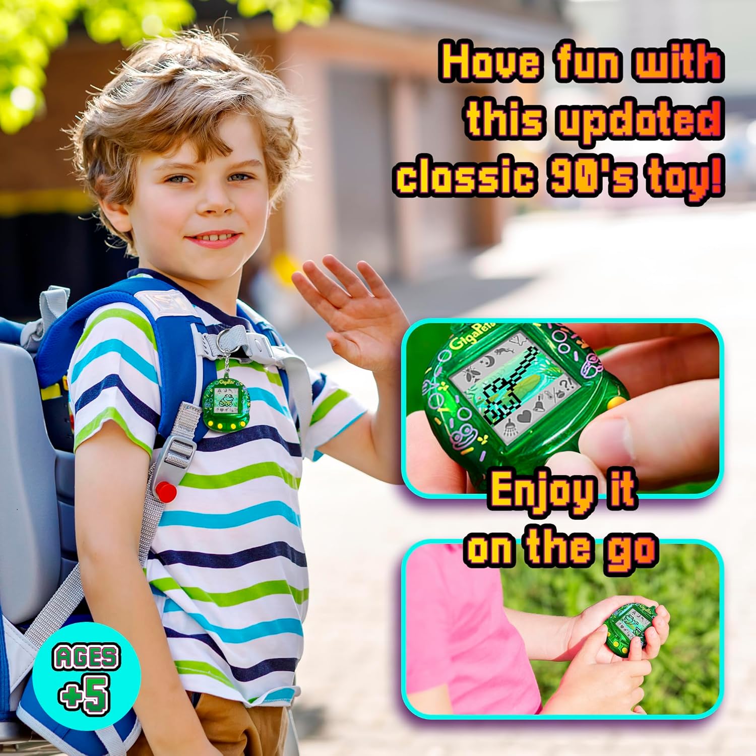 Giga Pet Virtual Pet for Kids Ages 5 and Up, 90s Throwback, Floppy Frog | 25th Anniversary Edition Upgraded Collector’s Edition | Kids Learn to Take Care of a Pet · v2