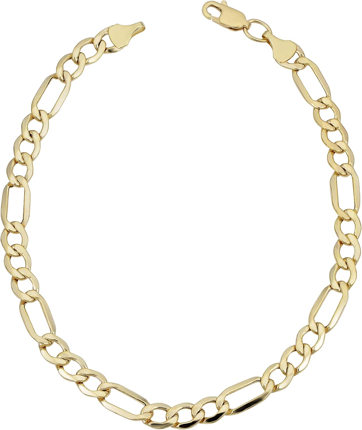 Kooljewelry Mens or Womens' 10k Yellow Gold 5.4 mm Figaro Link Bracelet (8.5 inch)