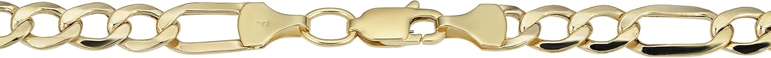 Kooljewelry Mens or Womens' 10k Yellow Gold 5.4 mm Figaro Link Bracelet (8.5 inch)