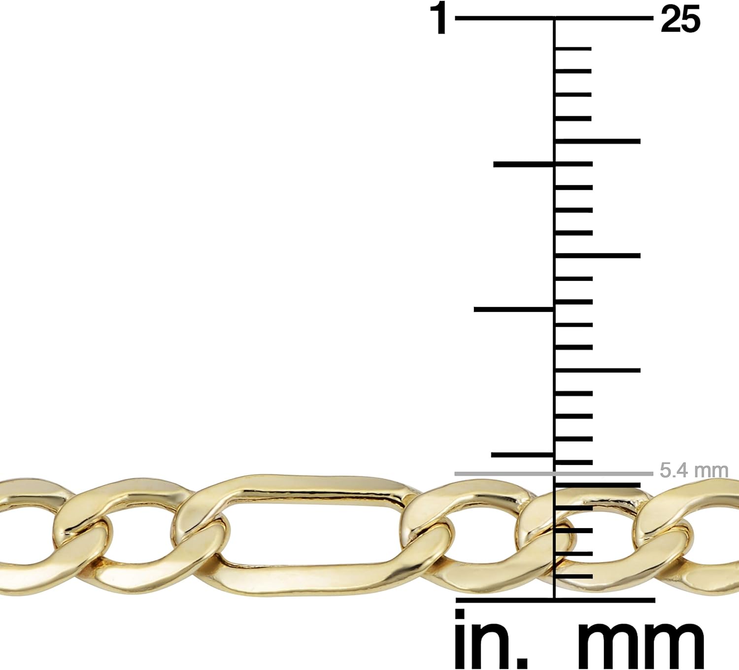 Kooljewelry Mens or Womens' 10k Yellow Gold 5.4 mm Figaro Link Bracelet (8.5 inch)