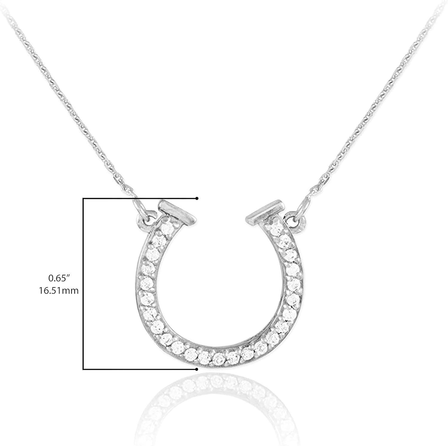 14K White Gold Diamond Lucky Horseshoe Necklace (J-K Color, I1-I2 Clarity) - Choice of Chain Length · v2