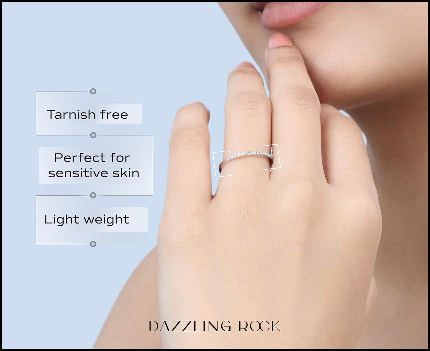 แหวนแต่งงานแบบซ้อนได้สไตล์มินิมอลสำหรับผู้หญิงจากคอลเลกชัน Dazzlingrock ประดับเพชรกลมสีขาว น้ำหนัก 0.08 กะรัต ในทองคำแท้ 10K